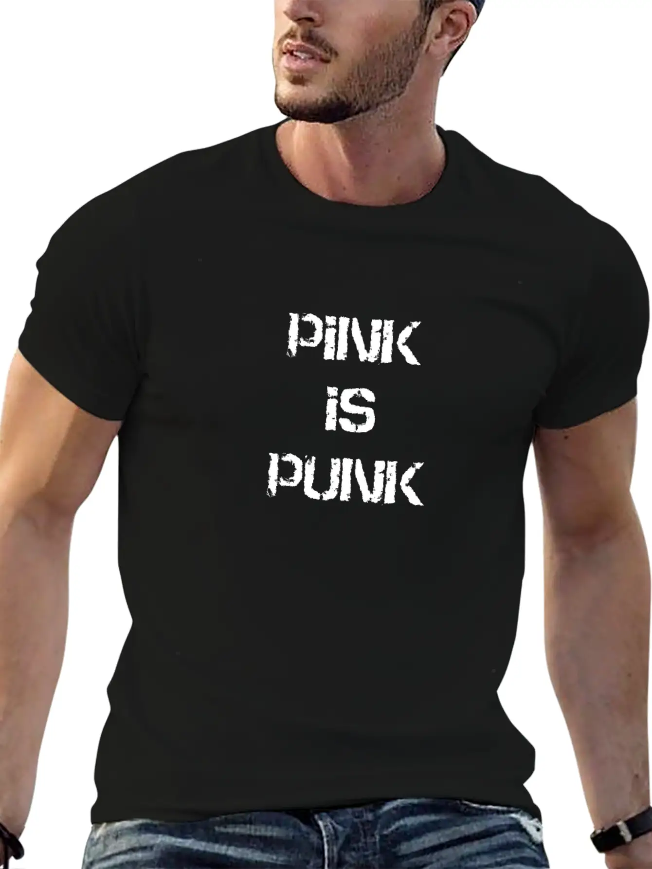 Pink Is Punk In Cool Typography Unisex Short Sleeve Soft Cotton T-Shirt – Casual Everyday Wear