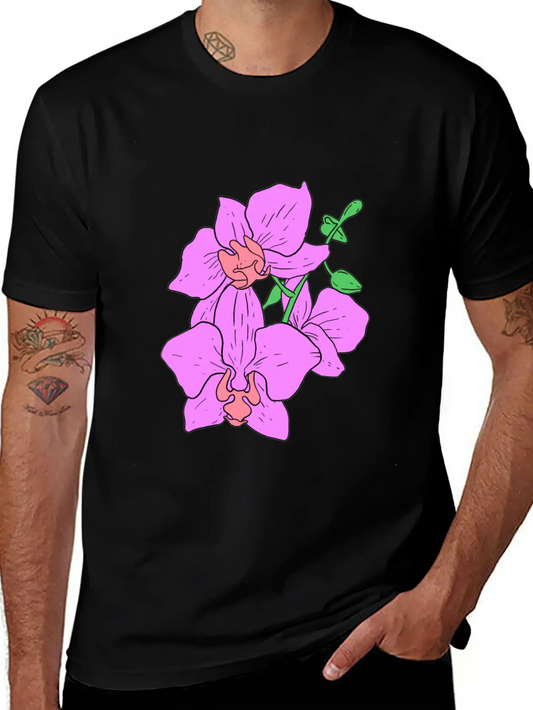 Pink Moth Orchid Hand Drawn Gardening Gift Basic Graphic T-Shirt – Daily Comfort In Soft Cotton