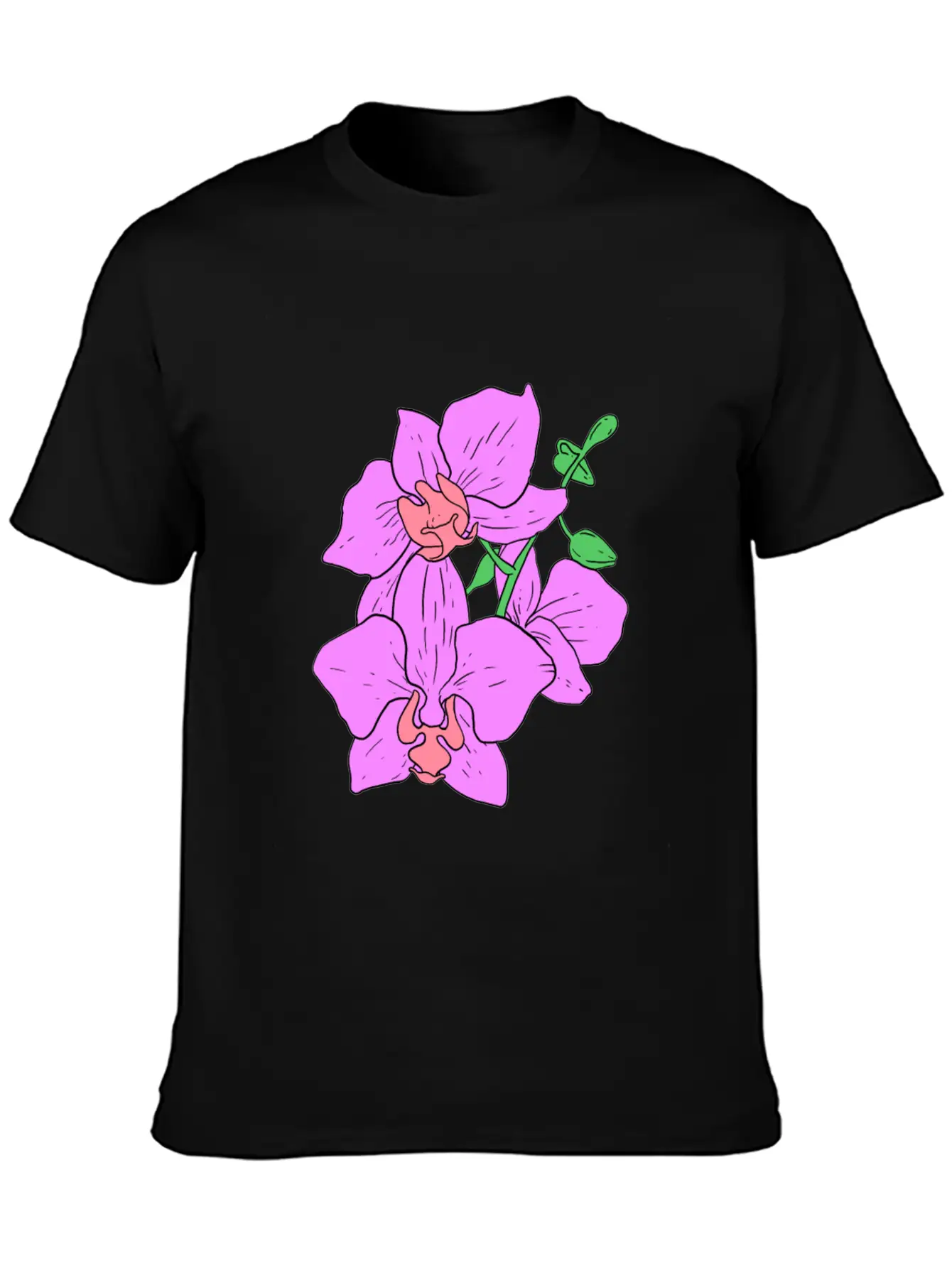 Pink Moth Orchid Hand Drawn Gardening Gift Basic Graphic T-Shirt – Daily Comfort In Soft Cotton