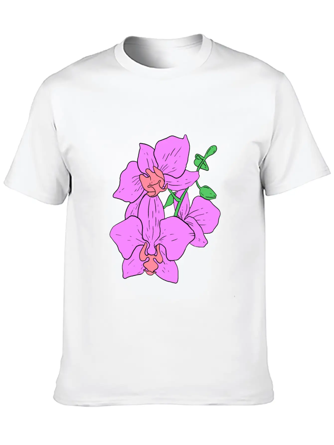 Pink Moth Orchid Hand Drawn Gardening Gift Basic Graphic T-Shirt – Daily Comfort In Soft Cotton
