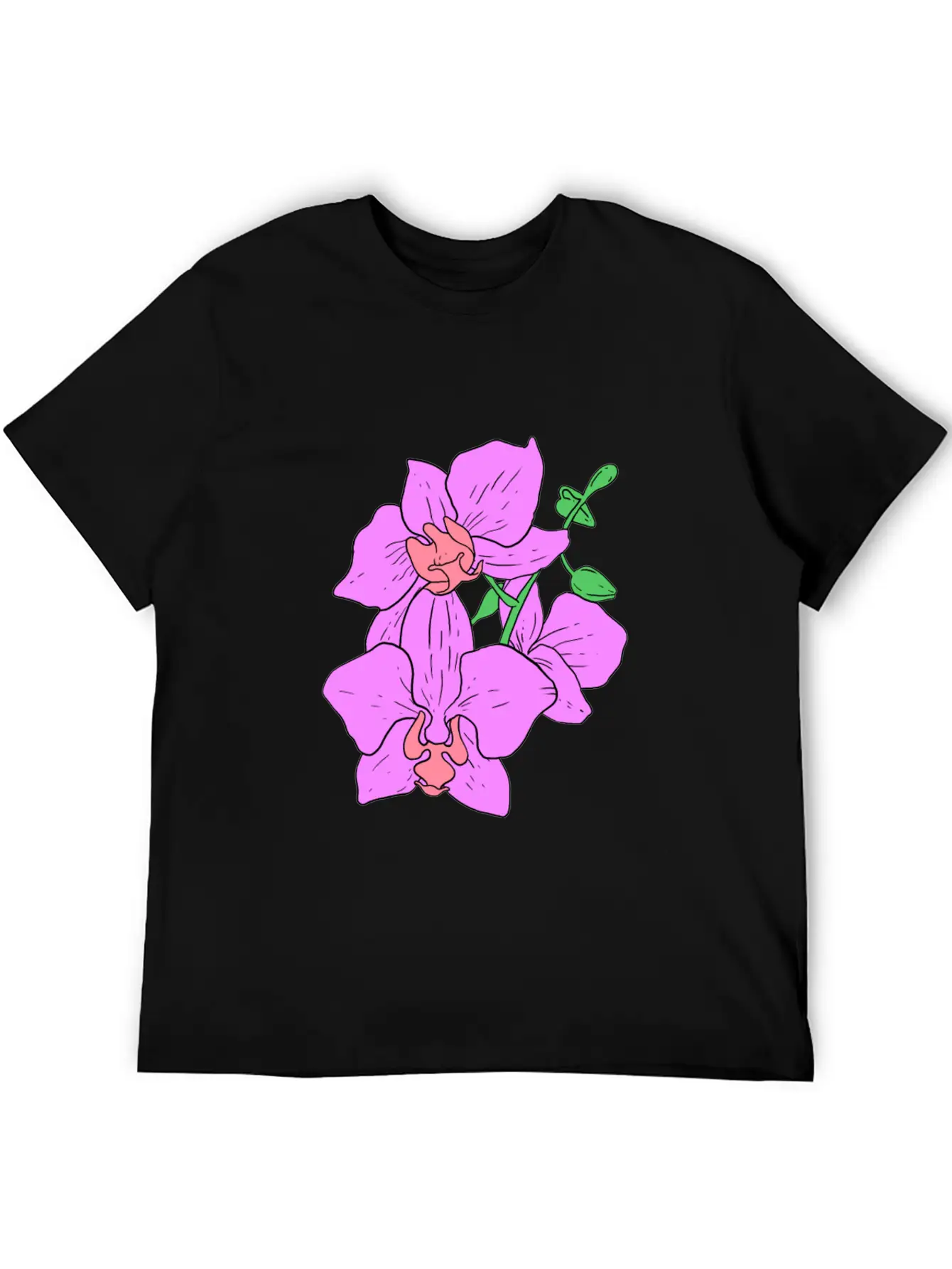Pink Moth Orchid Hand Drawn Gardening Gift Basic Graphic T-Shirt – Daily Comfort In Soft Cotton