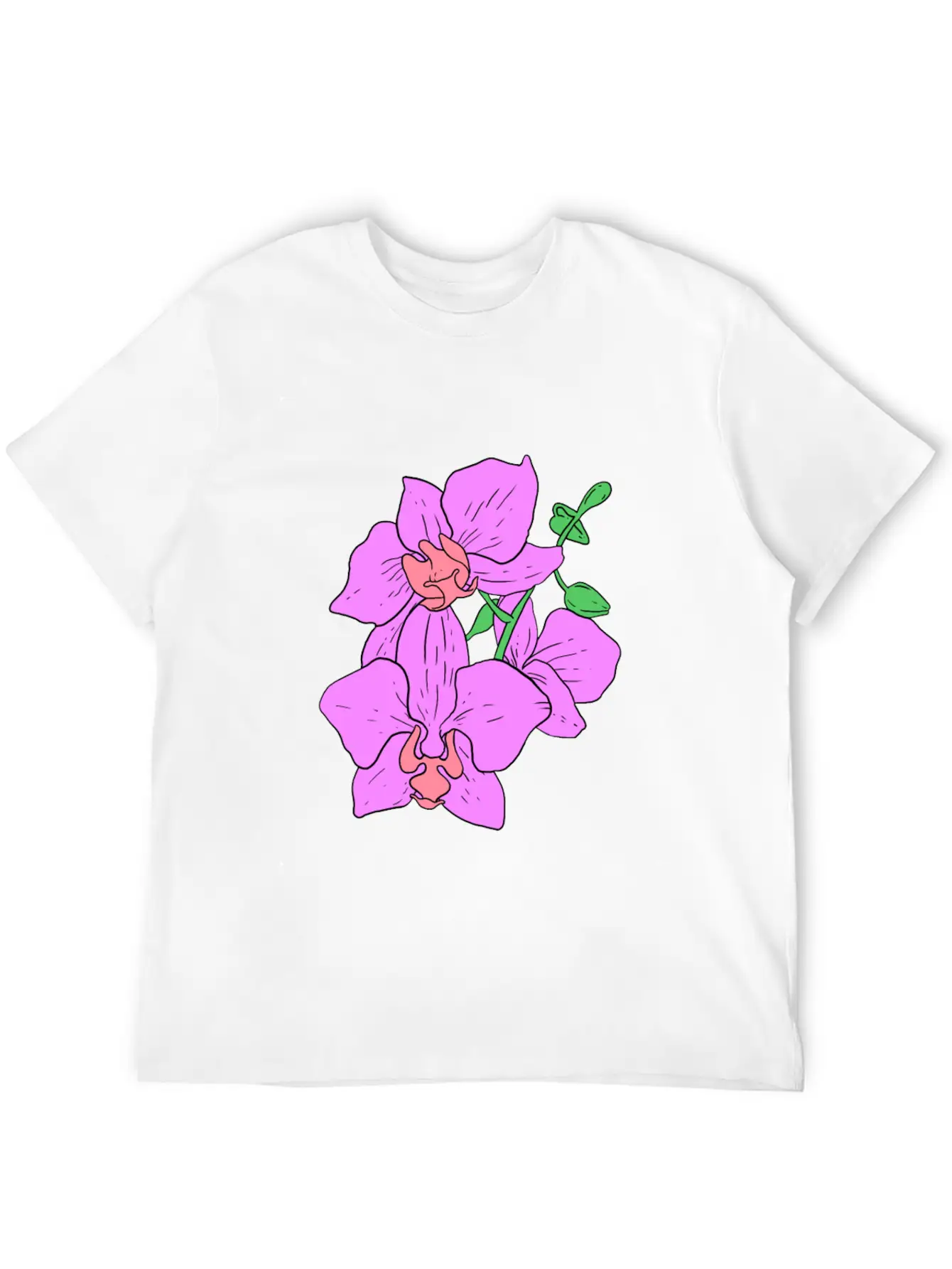 Pink Moth Orchid Hand Drawn Gardening Gift Basic Graphic T-Shirt – Daily Comfort In Soft Cotton