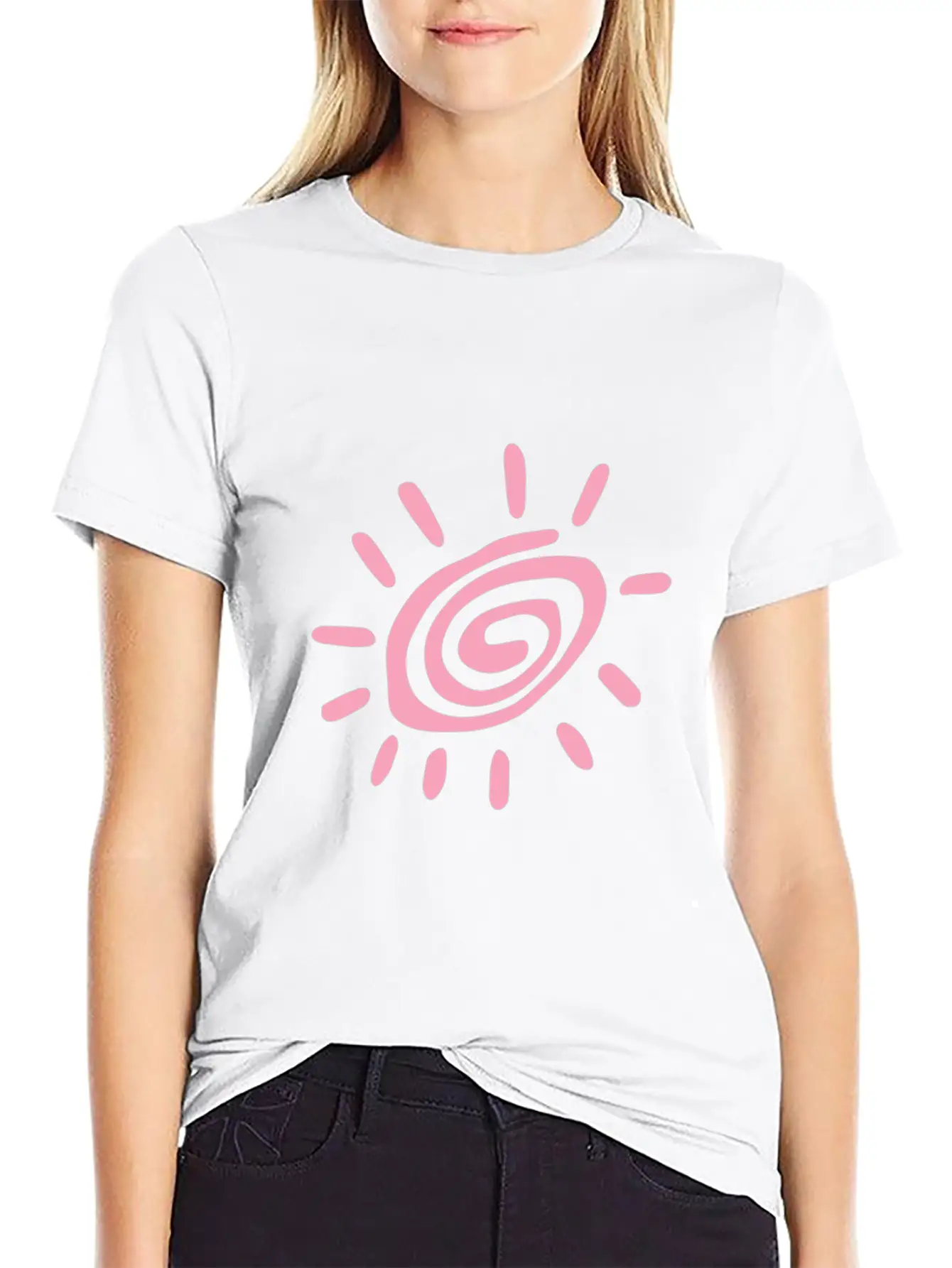 Pink Sun Tribal Art Tribe Floral Paleo Cave Stylish Everyday T-Shirt – Unisex Basic Cotton Tee