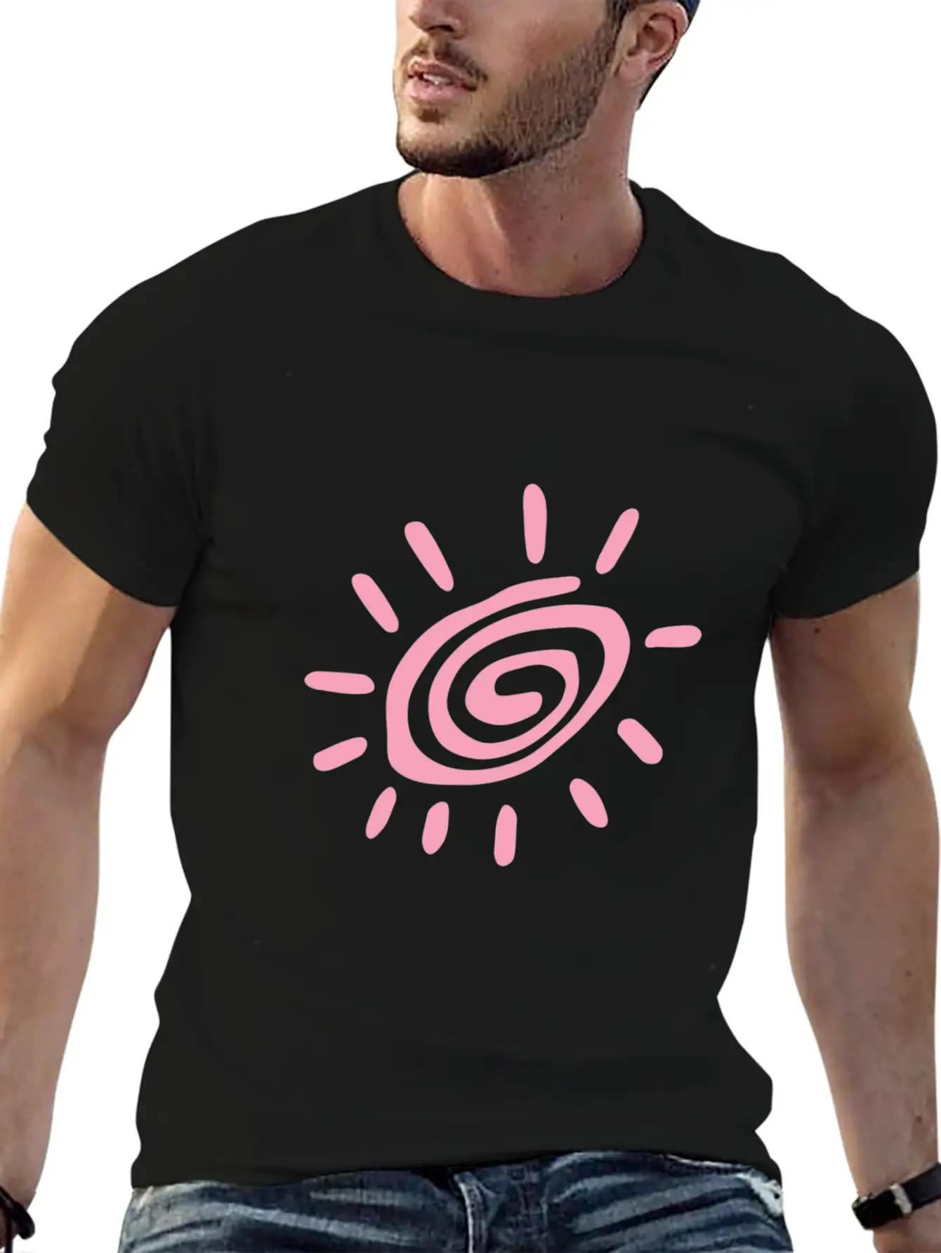 Pink Sun Tribal Art Tribe Floral Paleo Cave Stylish Everyday T-Shirt – Unisex Basic Cotton Tee