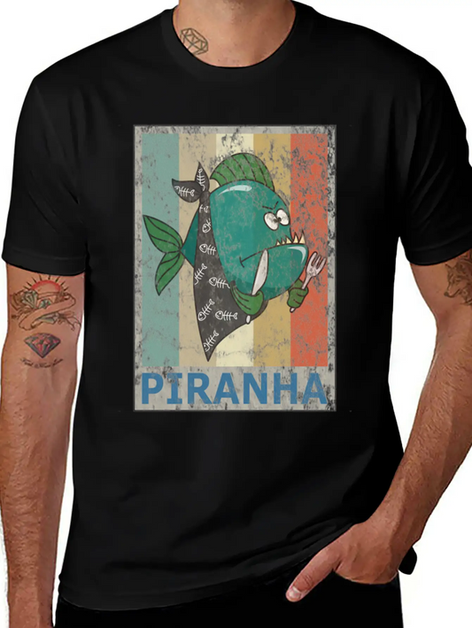 Piranha Vintage Retro Style Grunge Basic Graphic T-Shirt – Daily Comfort In Soft Cotton