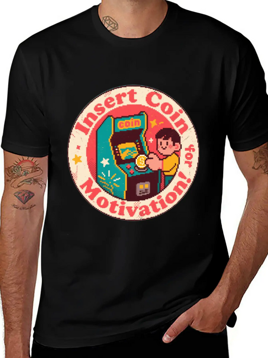 Pixel Art Arcade Coin Badge Gaming Inspiration Stylish Everyday T-Shirt – Unisex Basic Cotton Tee