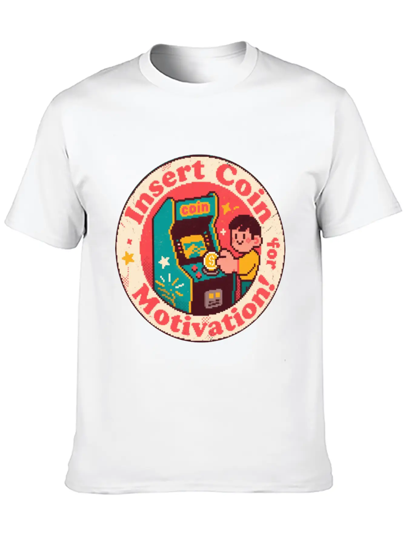 Pixel Art Arcade Coin Badge Gaming Inspiration Stylish Everyday T-Shirt – Unisex Basic Cotton Tee