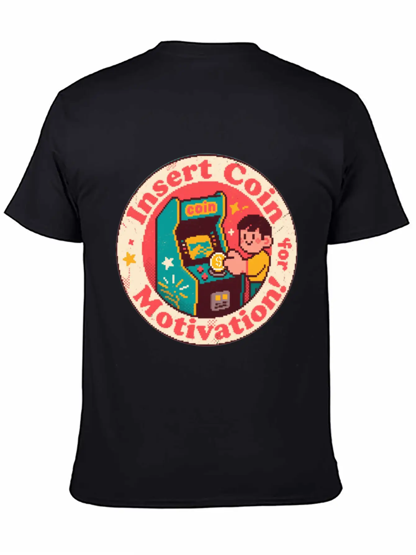 Pixel Art Arcade Coin Badge Gaming Inspiration Stylish Everyday T-Shirt – Unisex Basic Cotton Tee