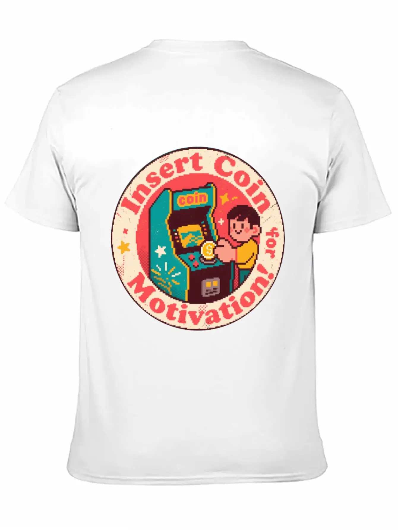 Pixel Art Arcade Coin Badge Gaming Inspiration Stylish Everyday T-Shirt – Unisex Basic Cotton Tee