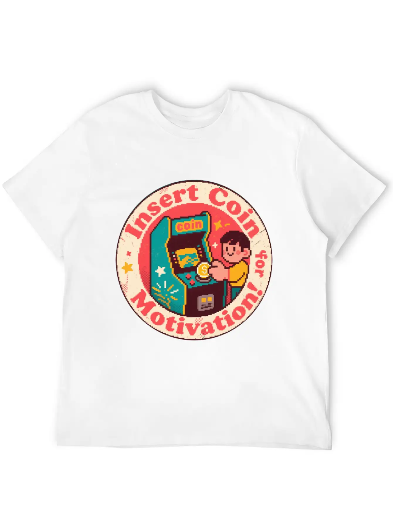 Pixel Art Arcade Coin Badge Gaming Inspiration Stylish Everyday T-Shirt – Unisex Basic Cotton Tee