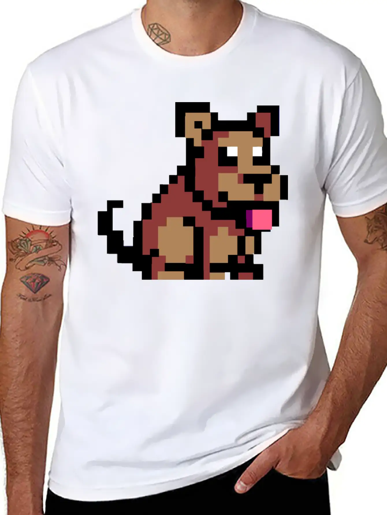 Pixel Dog Unisex Short Sleeve Soft Cotton T-Shirt – Casual Everyday Wear