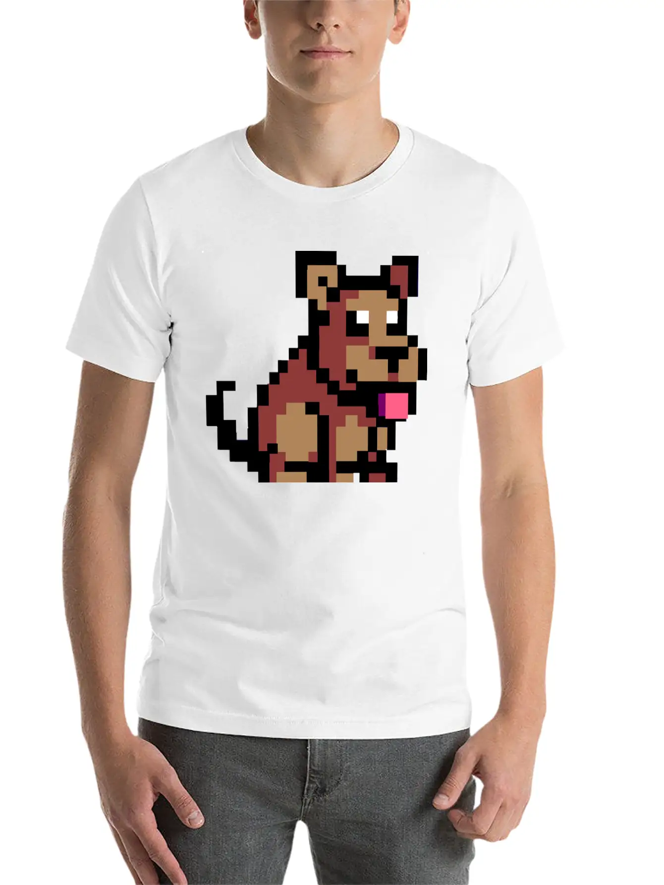 Pixel Dog Unisex Short Sleeve Soft Cotton T-Shirt – Casual Everyday Wear