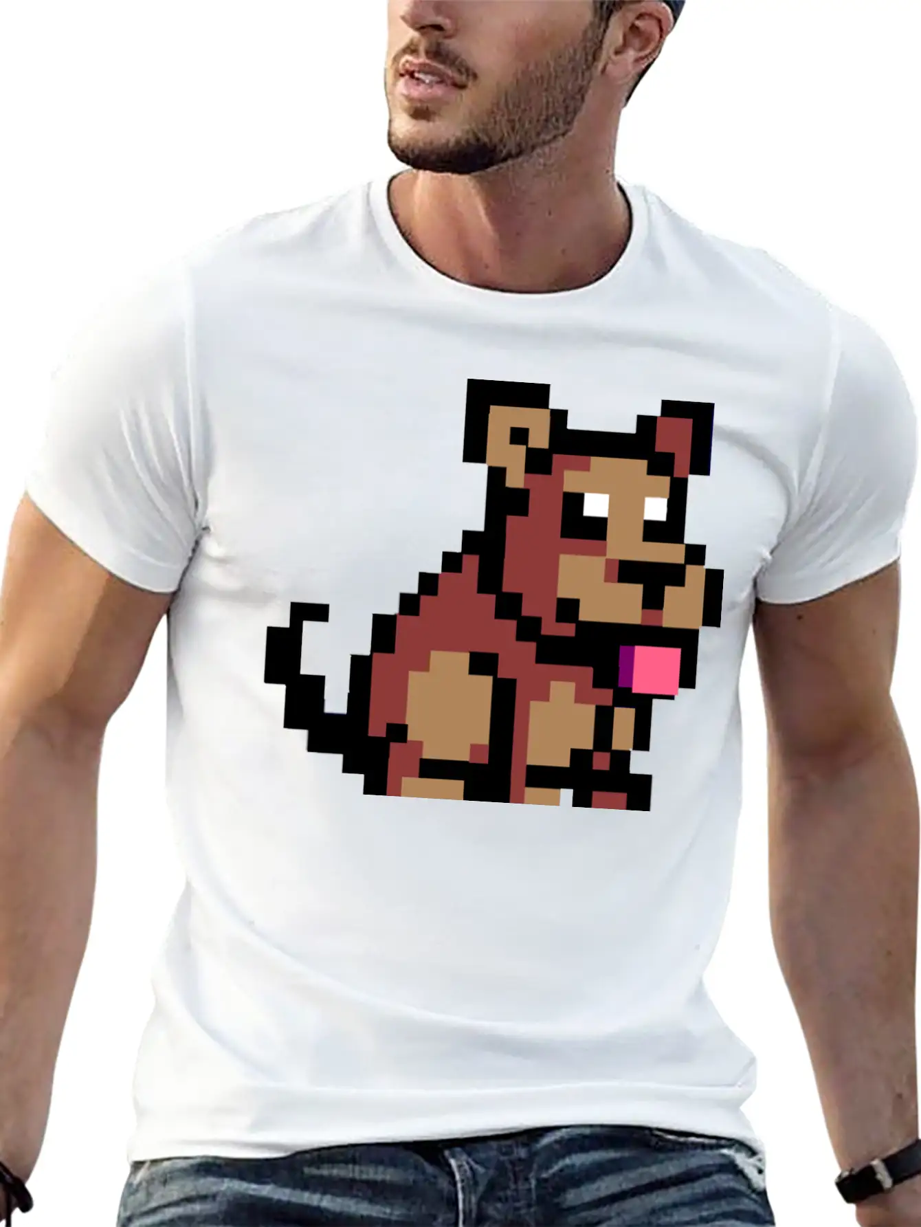Pixel Dog Unisex Short Sleeve Soft Cotton T-Shirt – Casual Everyday Wear