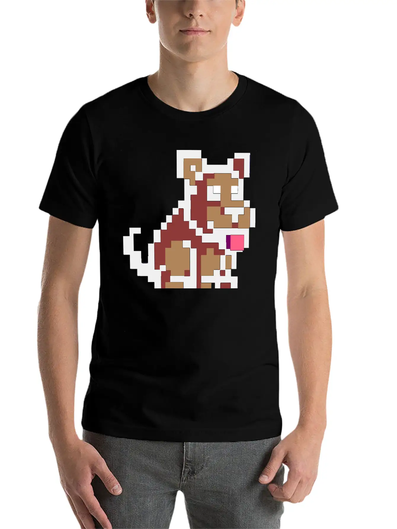 Pixel Dog Unisex Short Sleeve Soft Cotton T-Shirt – Casual Everyday Wear