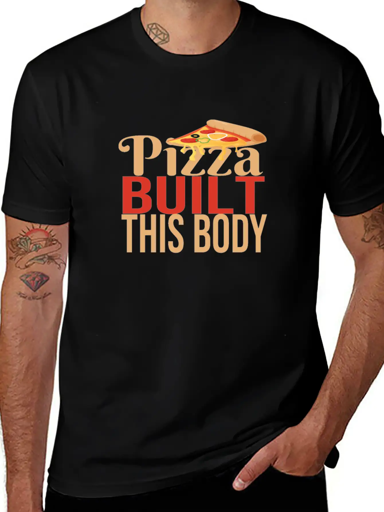Pizza Built This Body Basic Graphic T-Shirt – Daily Comfort In Soft Cotton