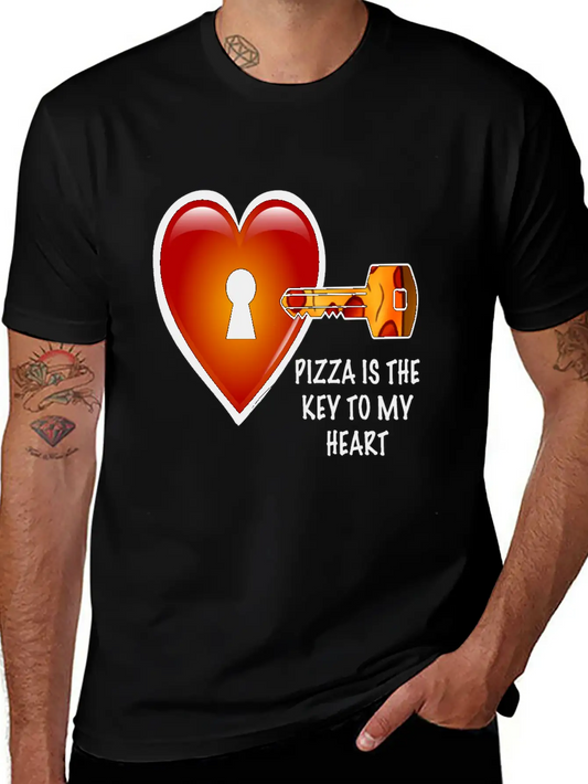 Pizza Is The Key To My Heart Unisex Short Sleeve Soft Cotton T-Shirt – Casual Everyday Wear