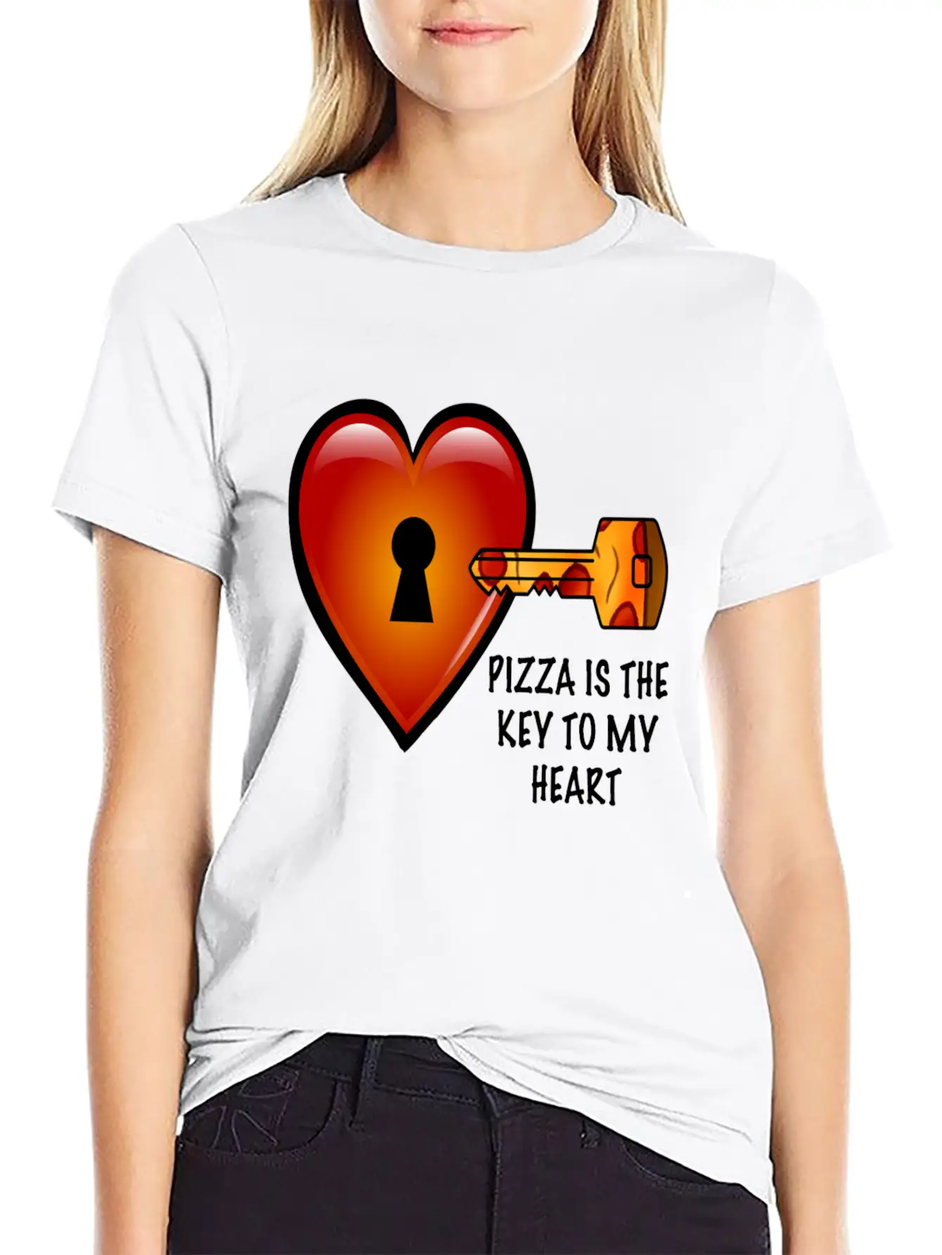 Pizza Is The Key To My Heart Unisex Short Sleeve Soft Cotton T-Shirt – Casual Everyday Wear