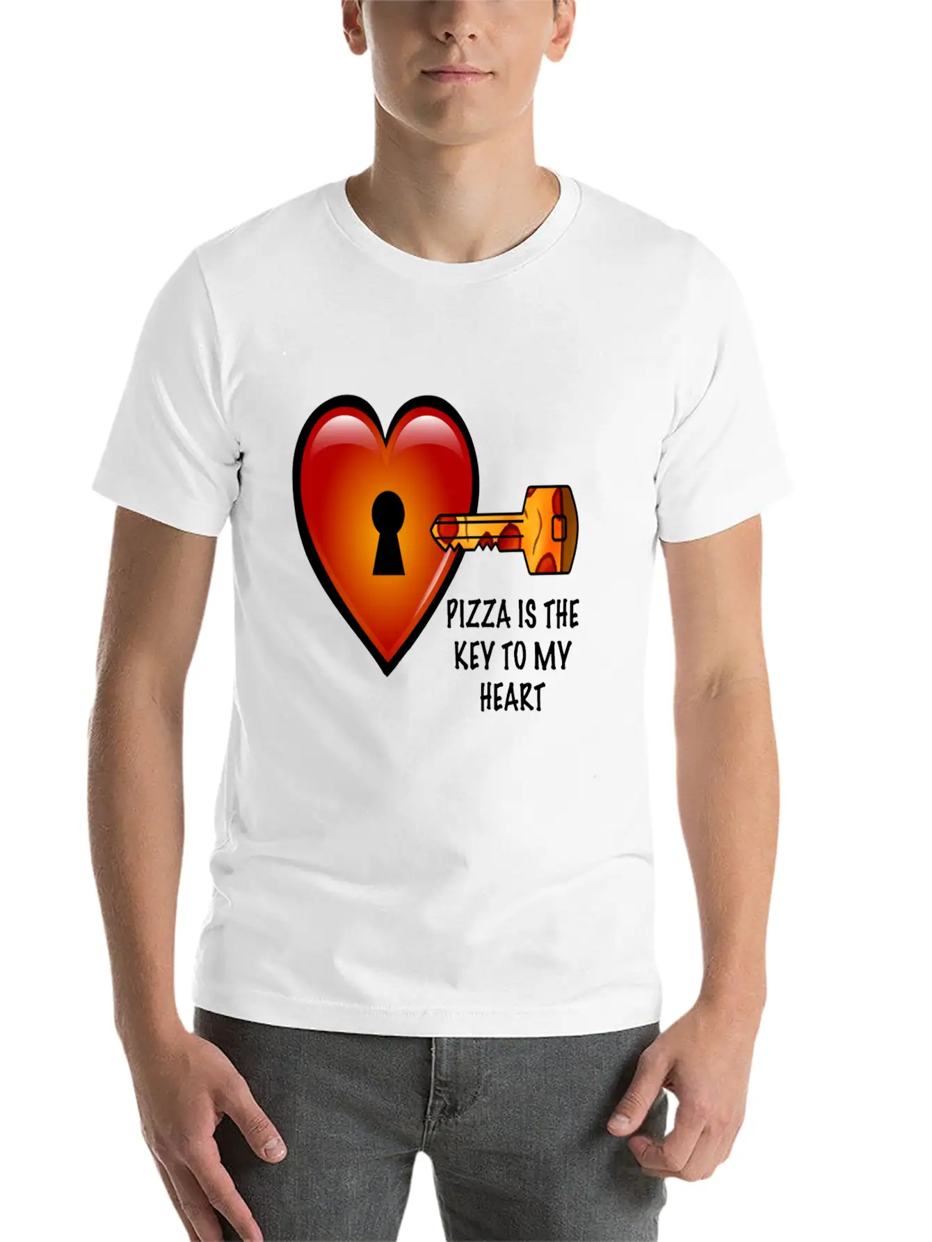 Pizza Is The Key To My Heart Unisex Short Sleeve Soft Cotton T-Shirt – Casual Everyday Wear