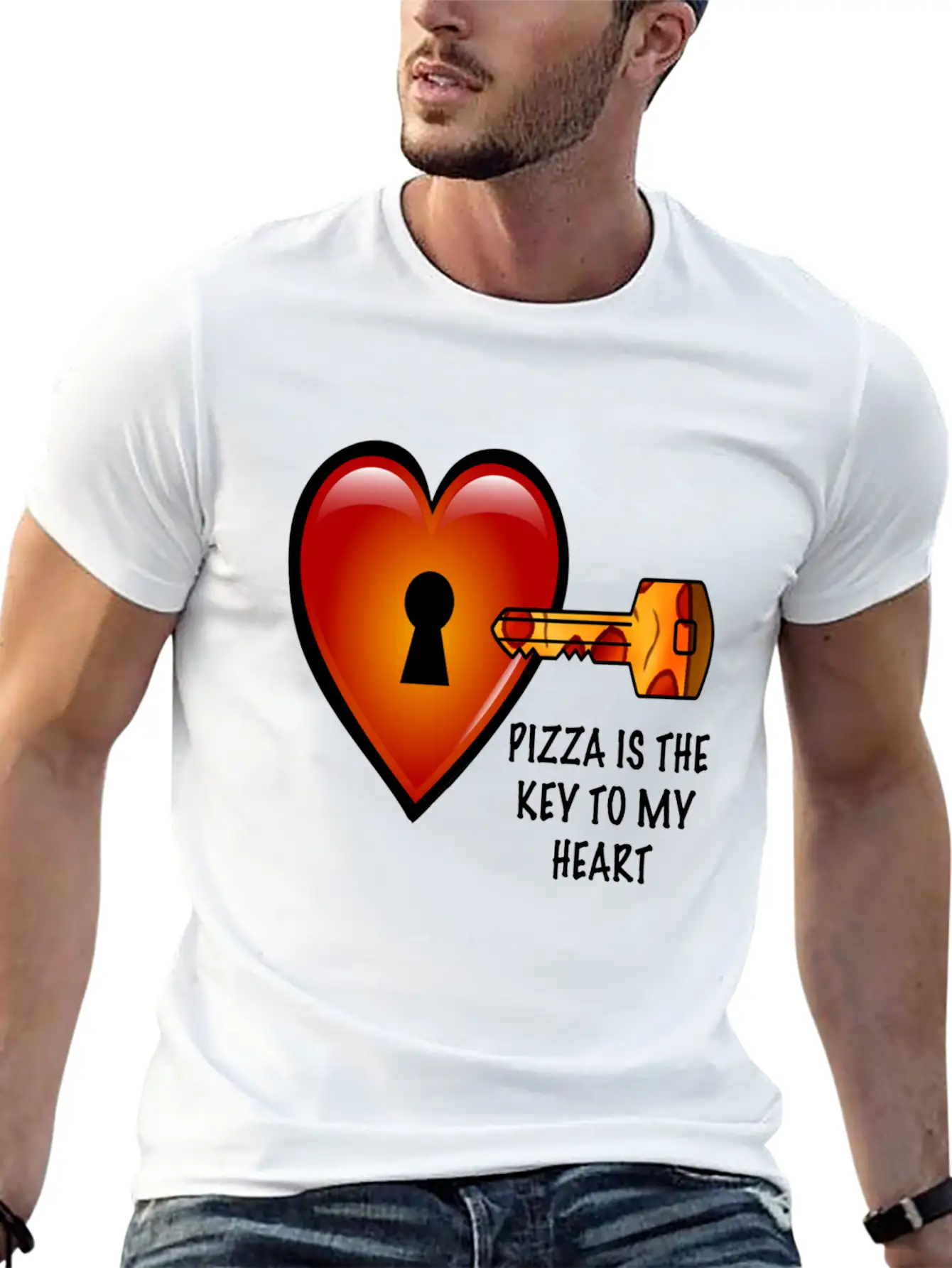 Pizza Is The Key To My Heart Unisex Short Sleeve Soft Cotton T-Shirt – Casual Everyday Wear