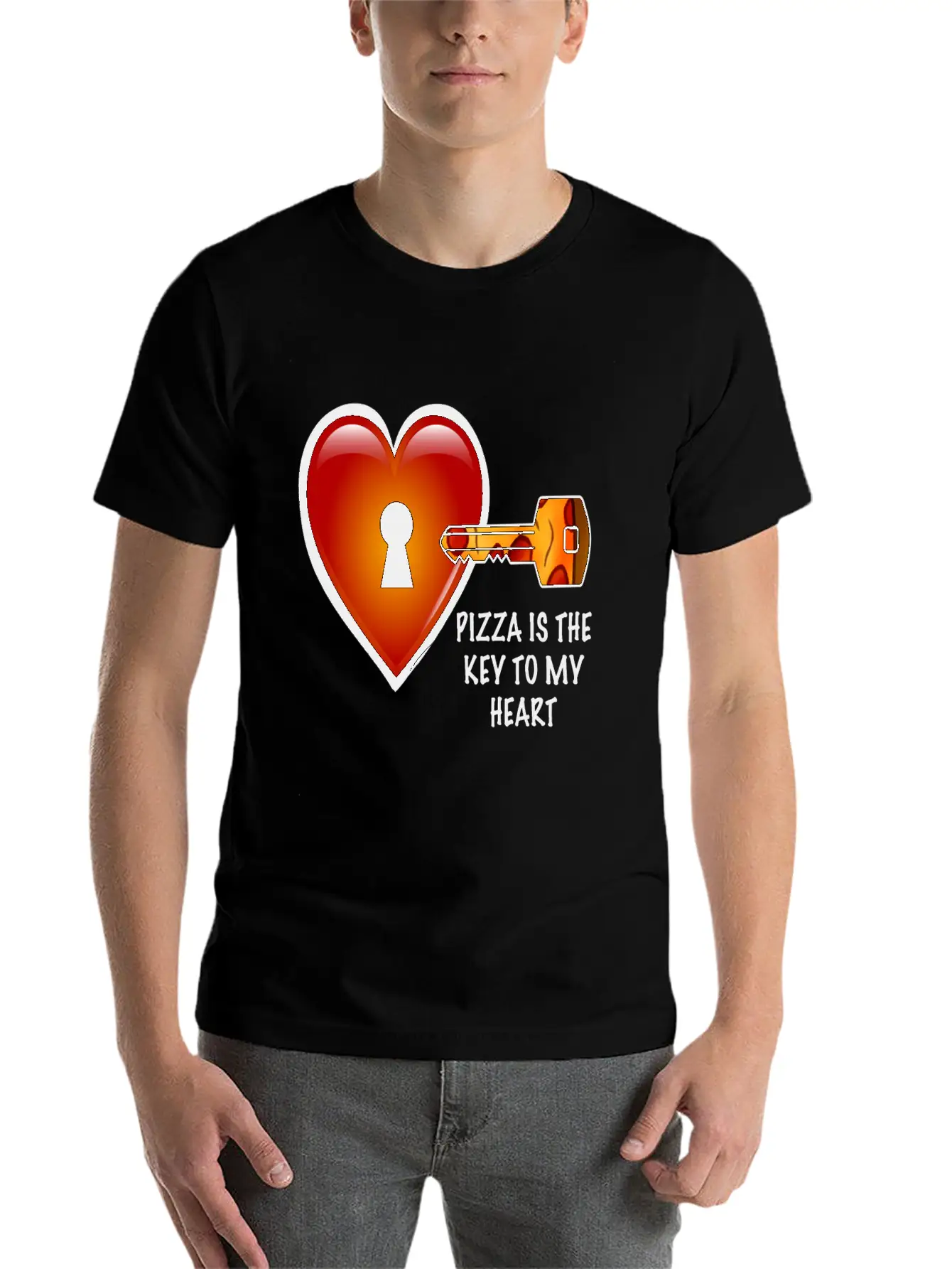 Pizza Is The Key To My Heart Unisex Short Sleeve Soft Cotton T-Shirt – Casual Everyday Wear