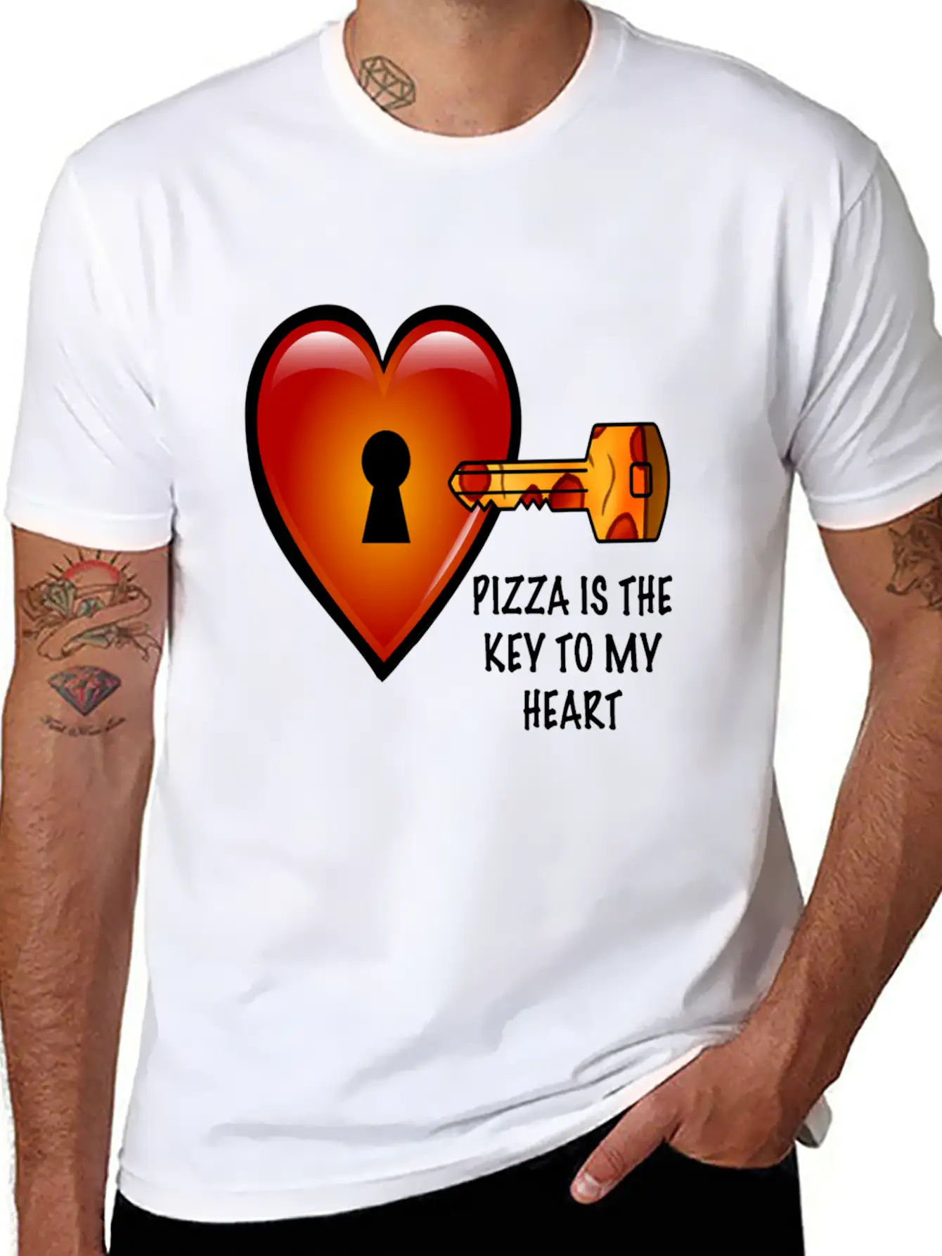 Pizza Is The Key To My Heart Unisex Short Sleeve Soft Cotton T-Shirt – Casual Everyday Wear