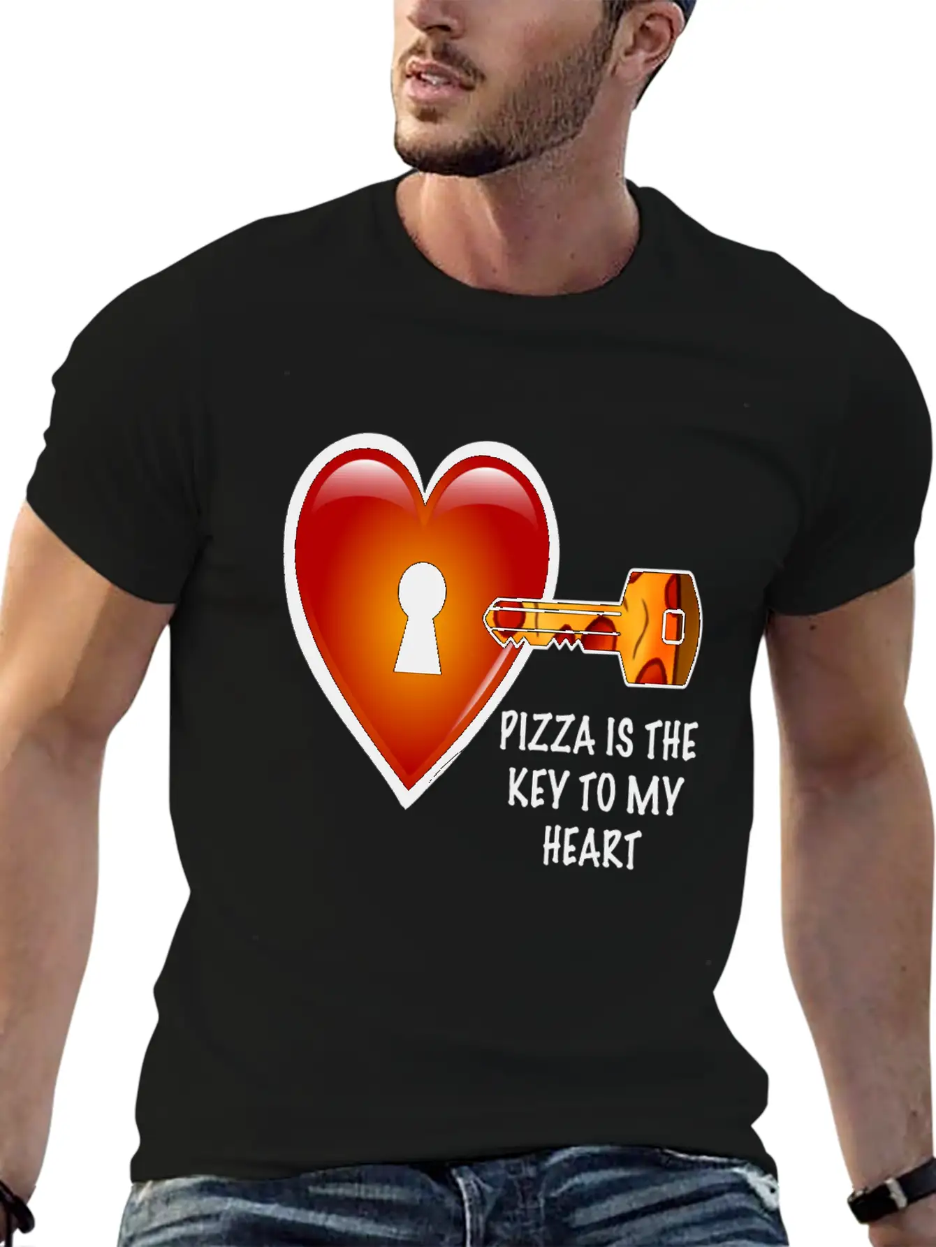 Pizza Is The Key To My Heart Unisex Short Sleeve Soft Cotton T-Shirt – Casual Everyday Wear