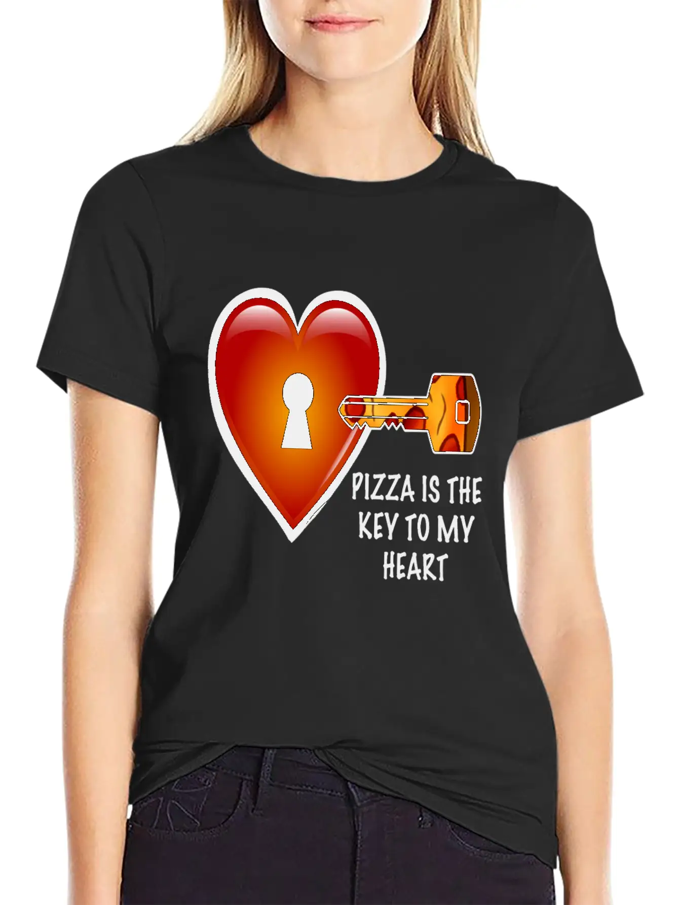 Pizza Is The Key To My Heart Unisex Short Sleeve Soft Cotton T-Shirt – Casual Everyday Wear