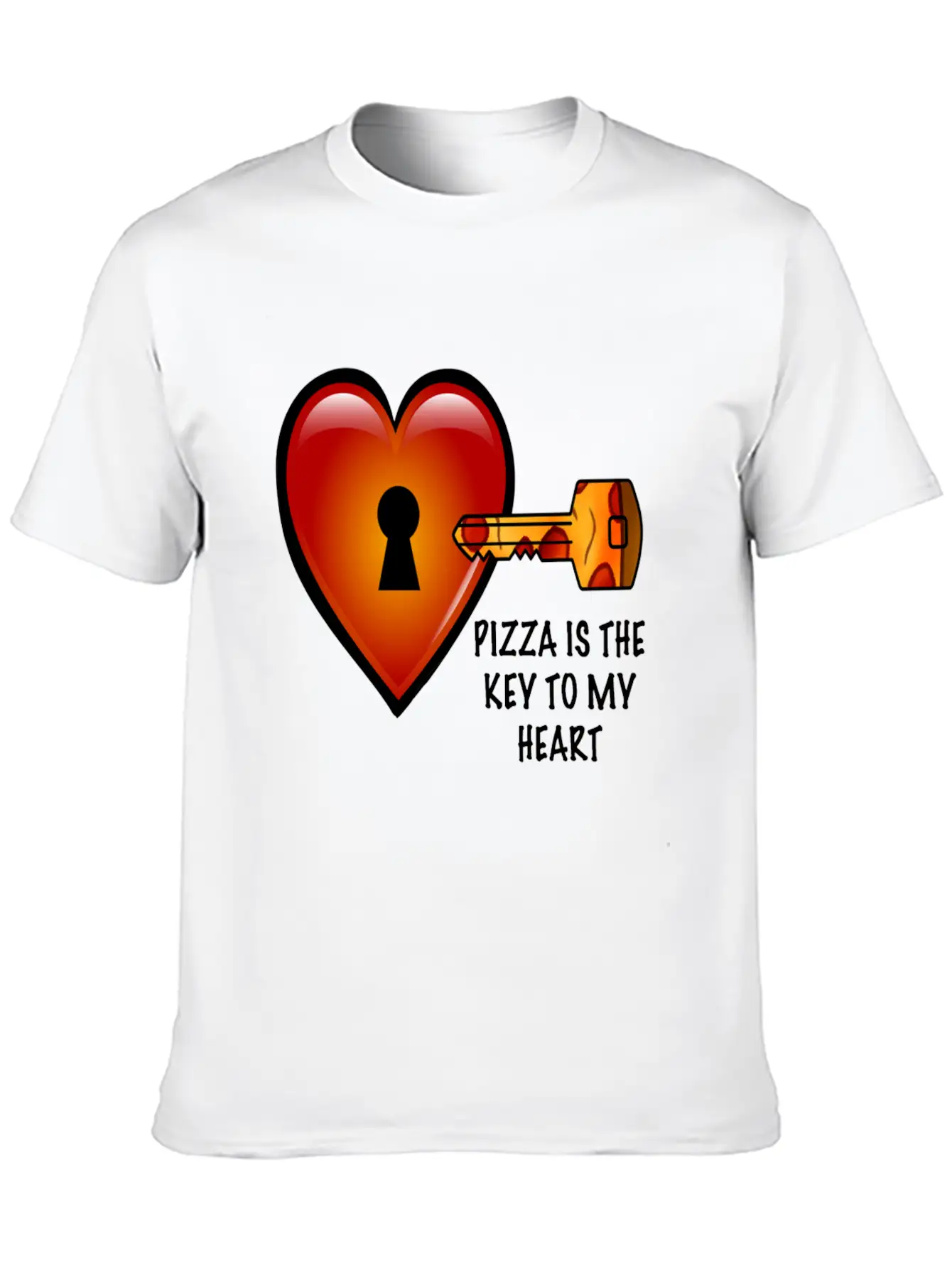Pizza Is The Key To My Heart Unisex Short Sleeve Soft Cotton T-Shirt – Casual Everyday Wear