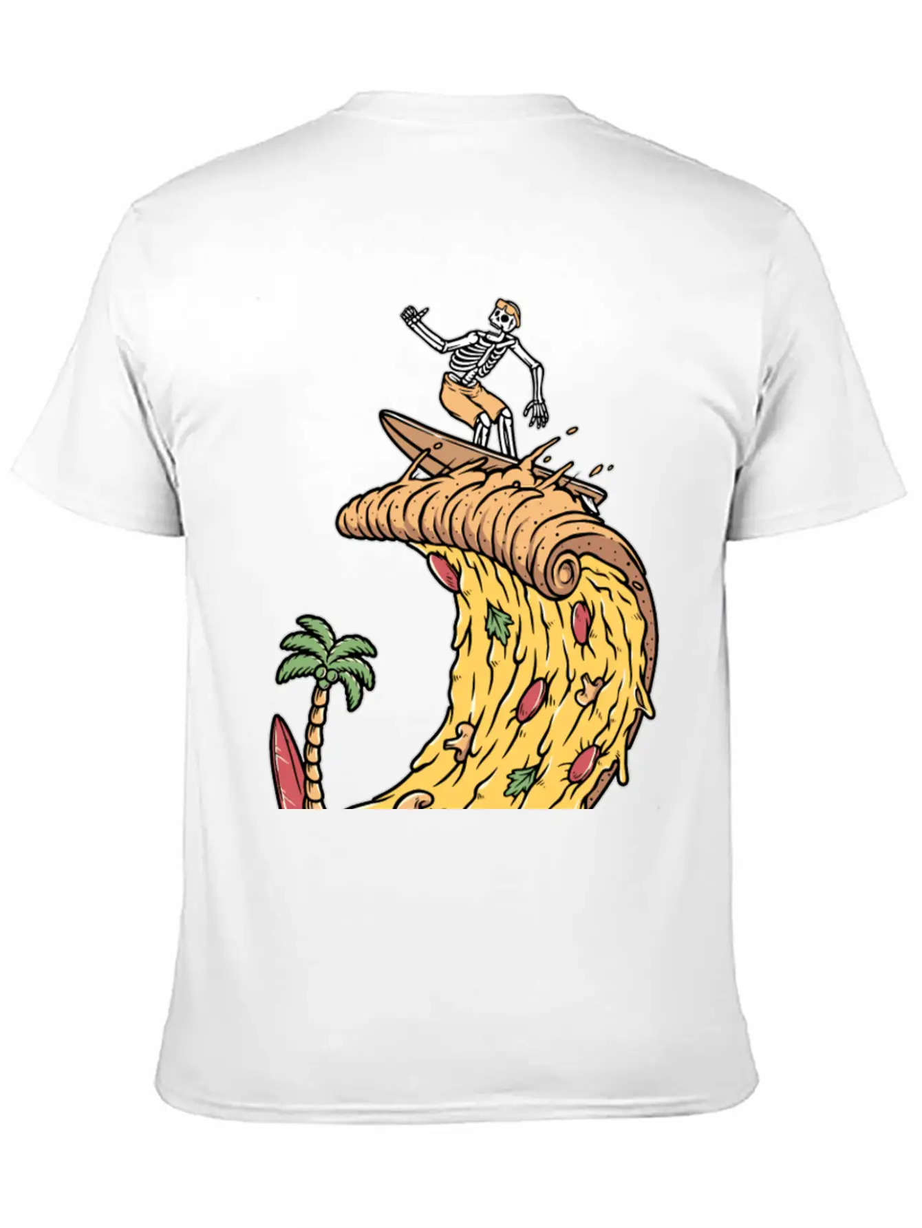 Pizza Surfer Skeleton Cheese Surfing Surfing Relaxed Everyday Tee – Lightweight And Durable Cotton