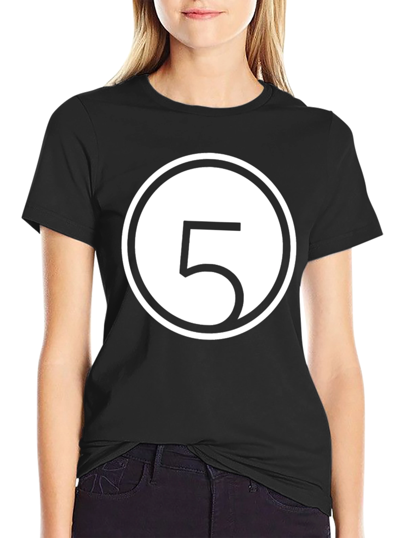Number 5 Graphic T-Shirt - Casual Black Tee