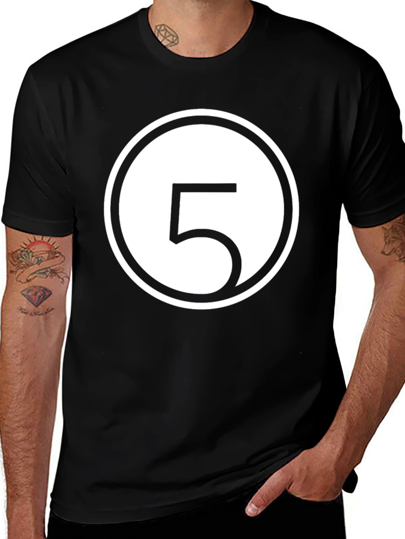 Number 5 Graphic T-Shirt - Casual Black Tee
