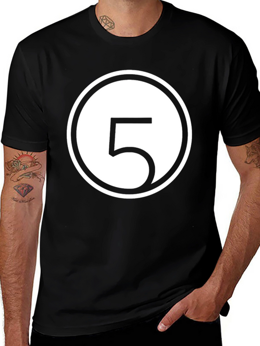 Number 5 Graphic T-Shirt - Casual Black Tee