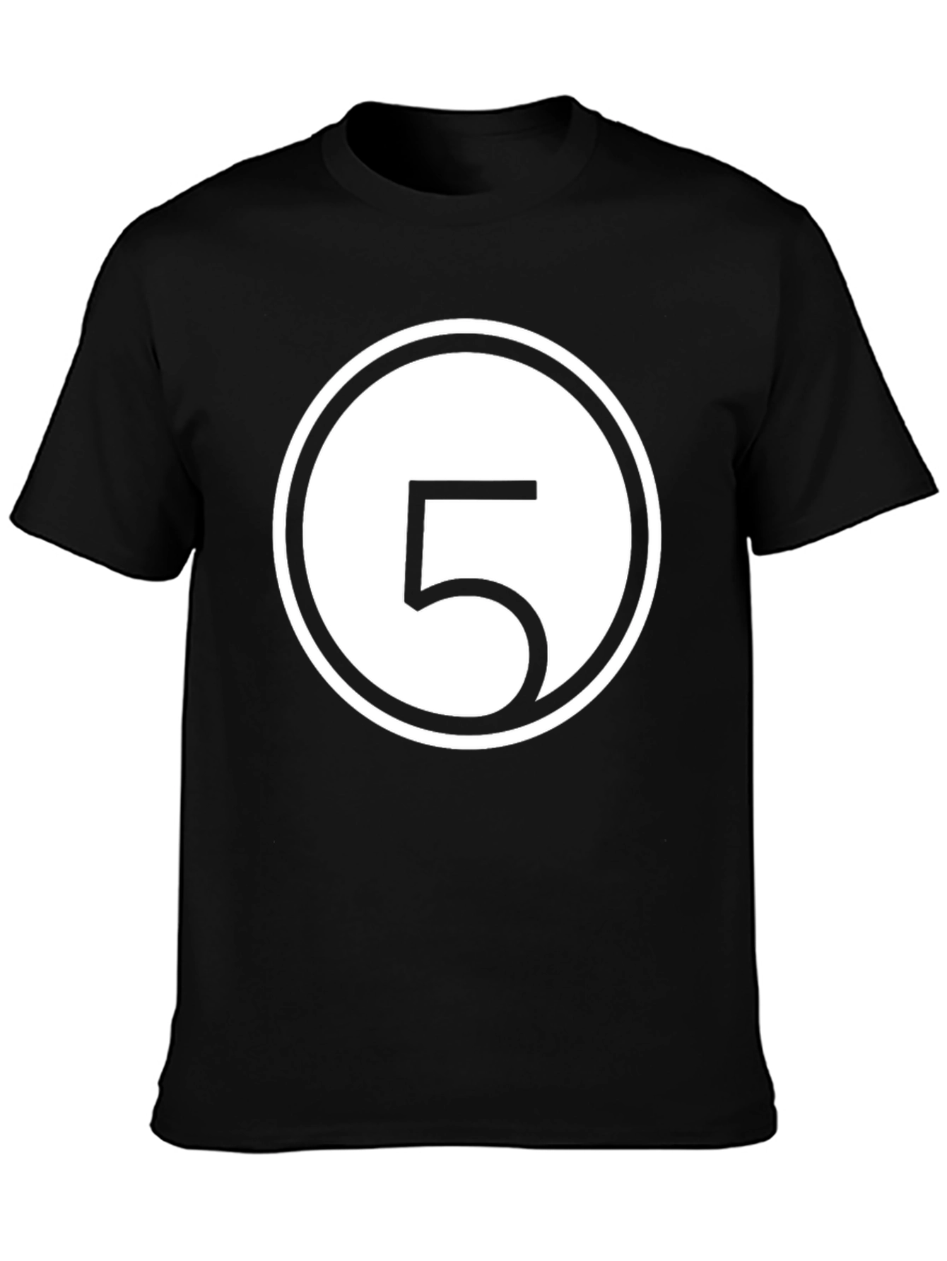 Number 5 Graphic T-Shirt - Casual Black Tee