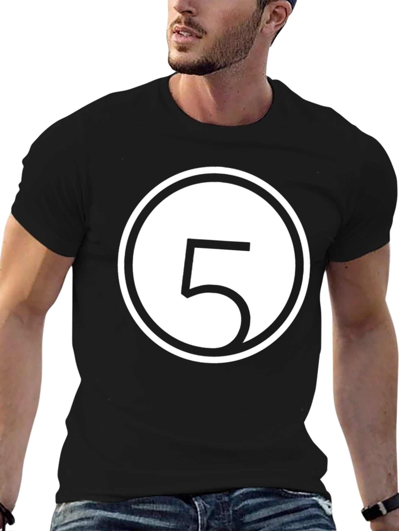 Number 5 Graphic T-Shirt - Casual Black Tee