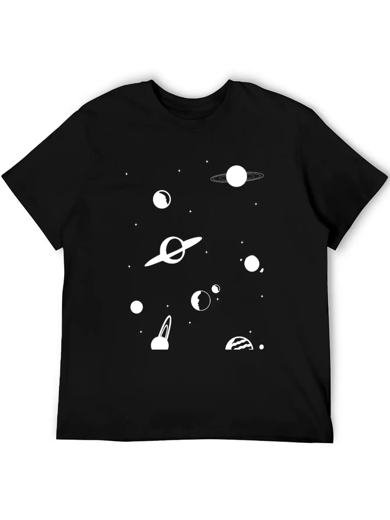 Planets In White Essential Unisex Summer Tee – Soft Cotton Casual Fit