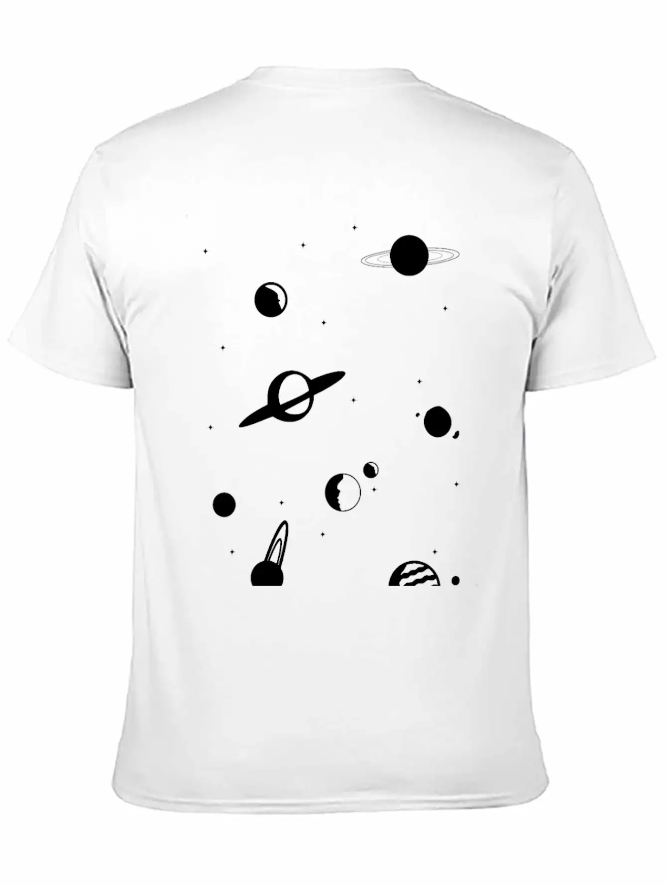 Planets In White Essential Unisex Summer Tee – Soft Cotton Casual Fit