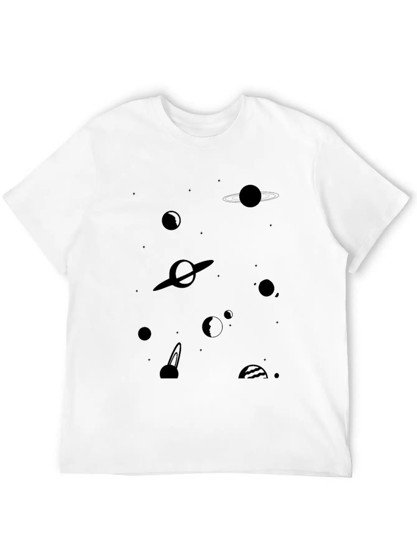Planets In White Essential Unisex Summer Tee – Soft Cotton Casual Fit