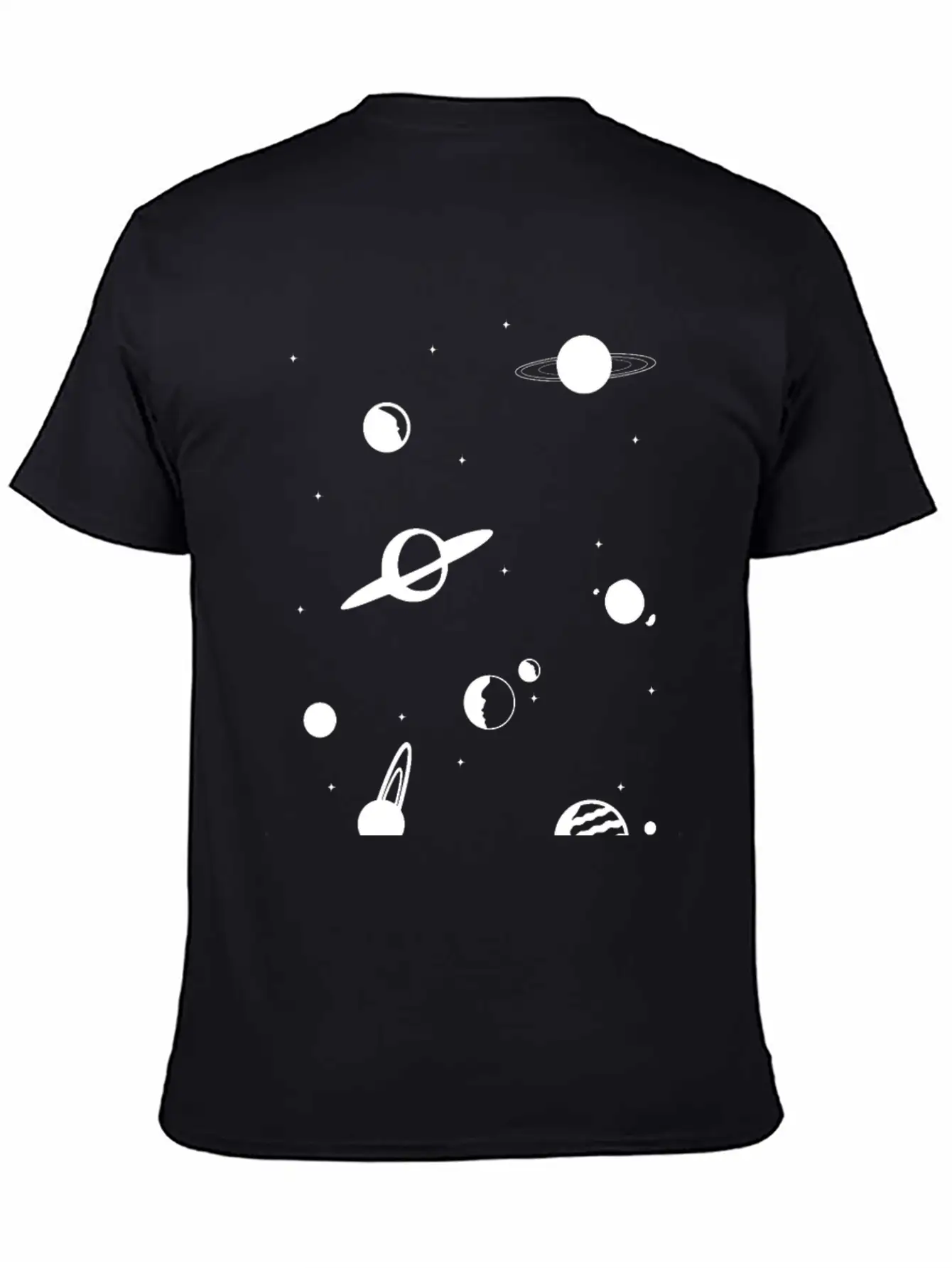 Planets In White Essential Unisex Summer Tee – Soft Cotton Casual Fit