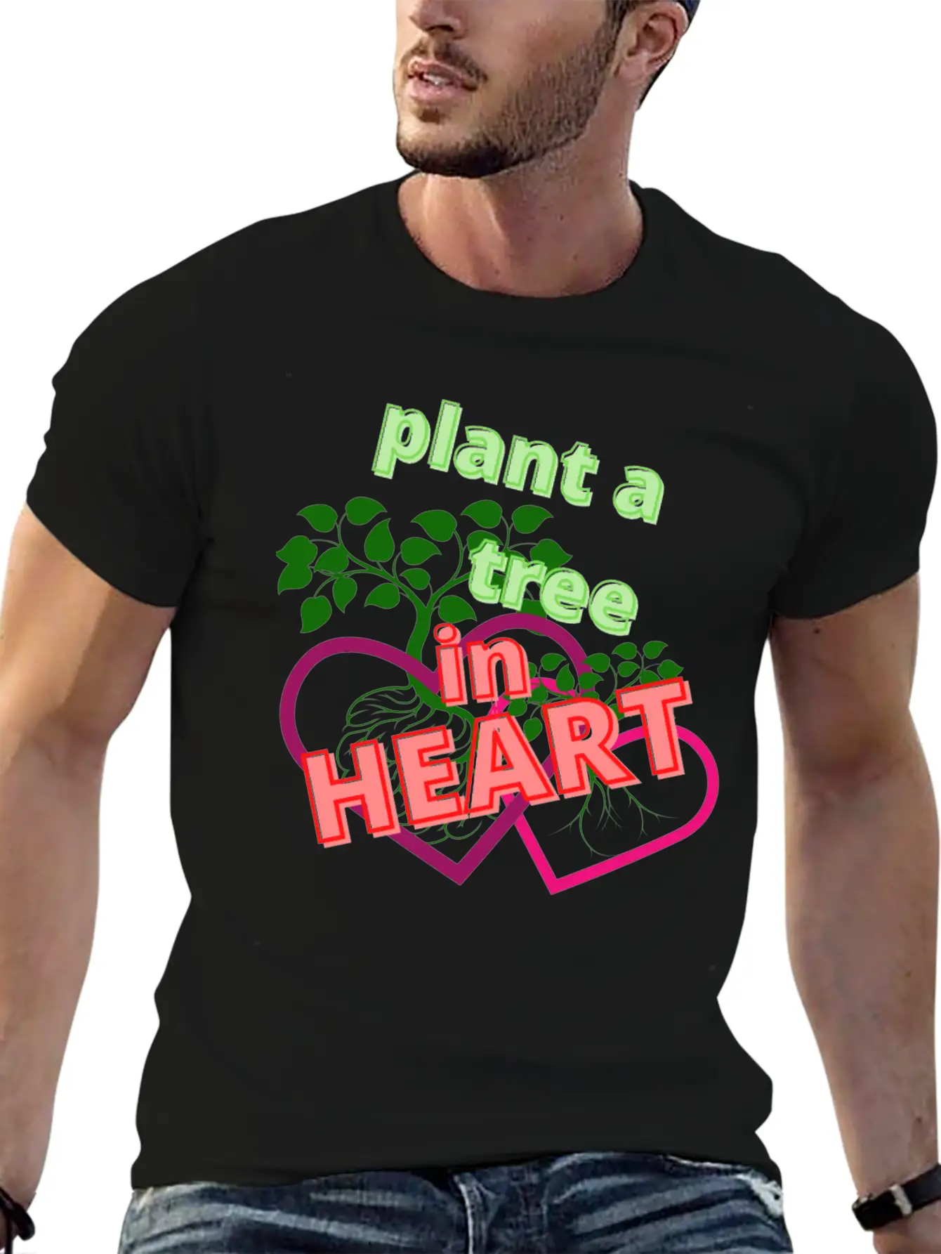 Plant A Tree In Heart Essential Unisex Summer Tee – Soft Cotton Casual Fit