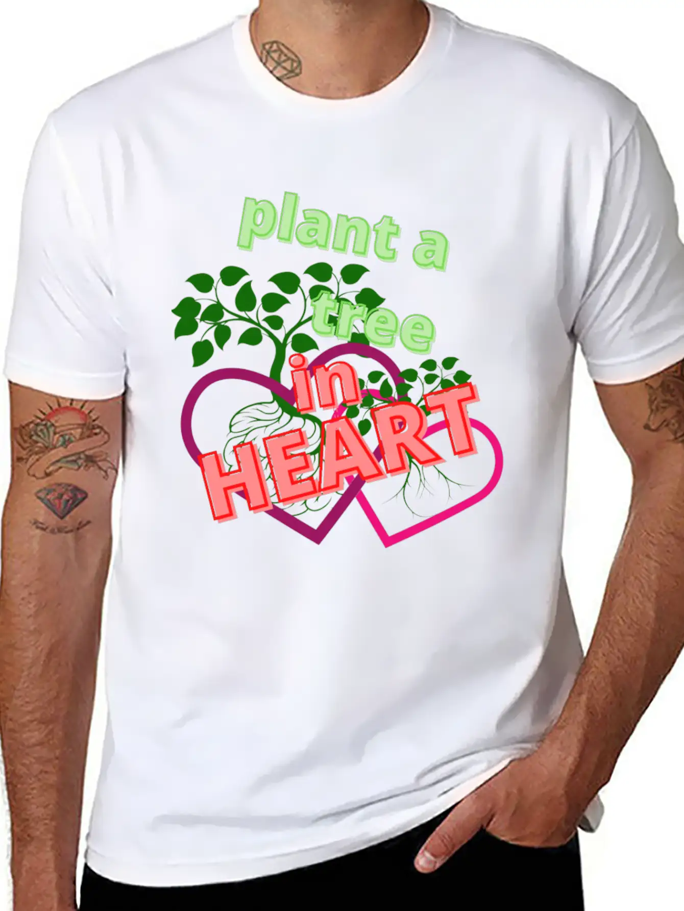 Plant A Tree In Heart Essential Unisex Summer Tee – Soft Cotton Casual Fit