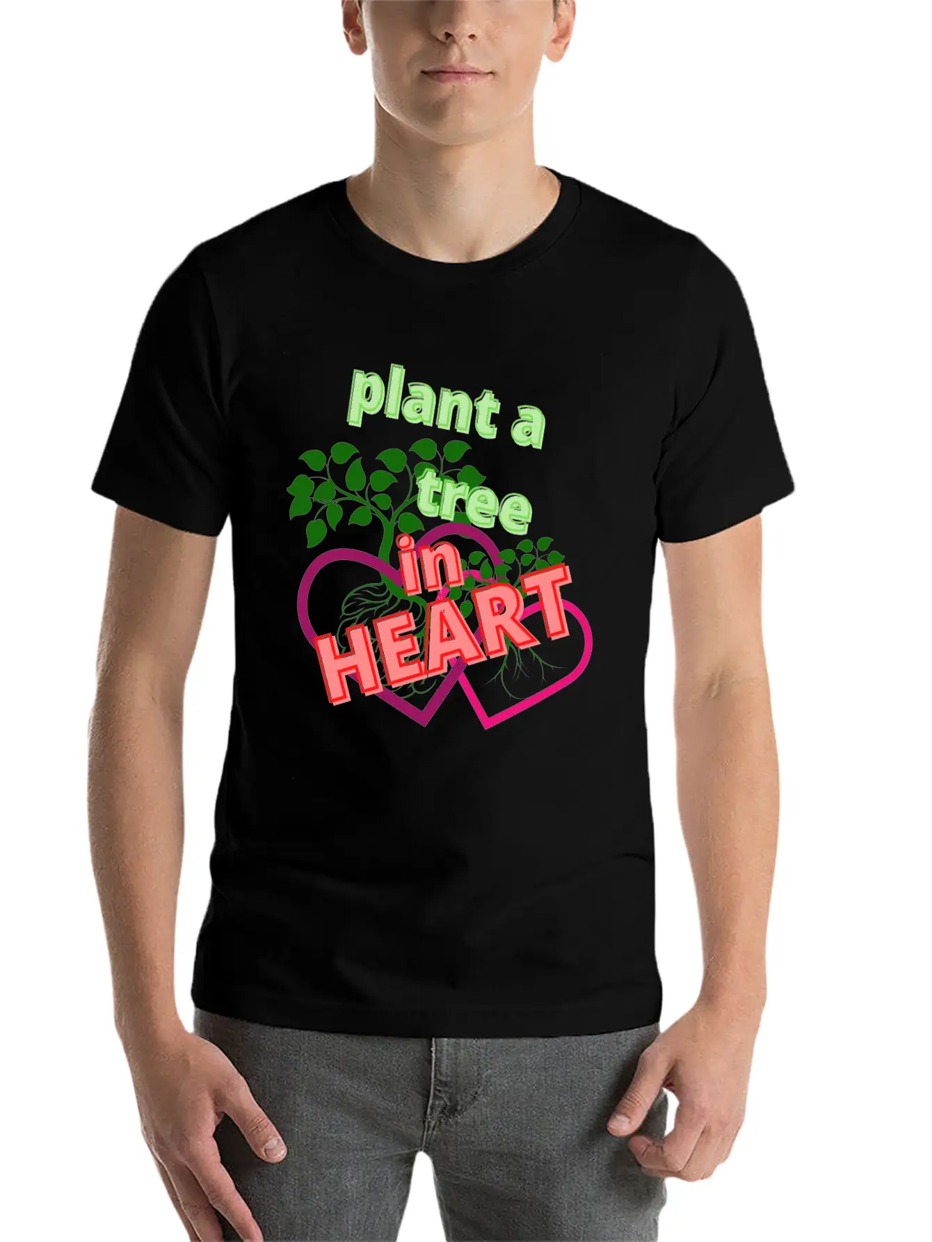 Plant A Tree In Heart Essential Unisex Summer Tee – Soft Cotton Casual Fit