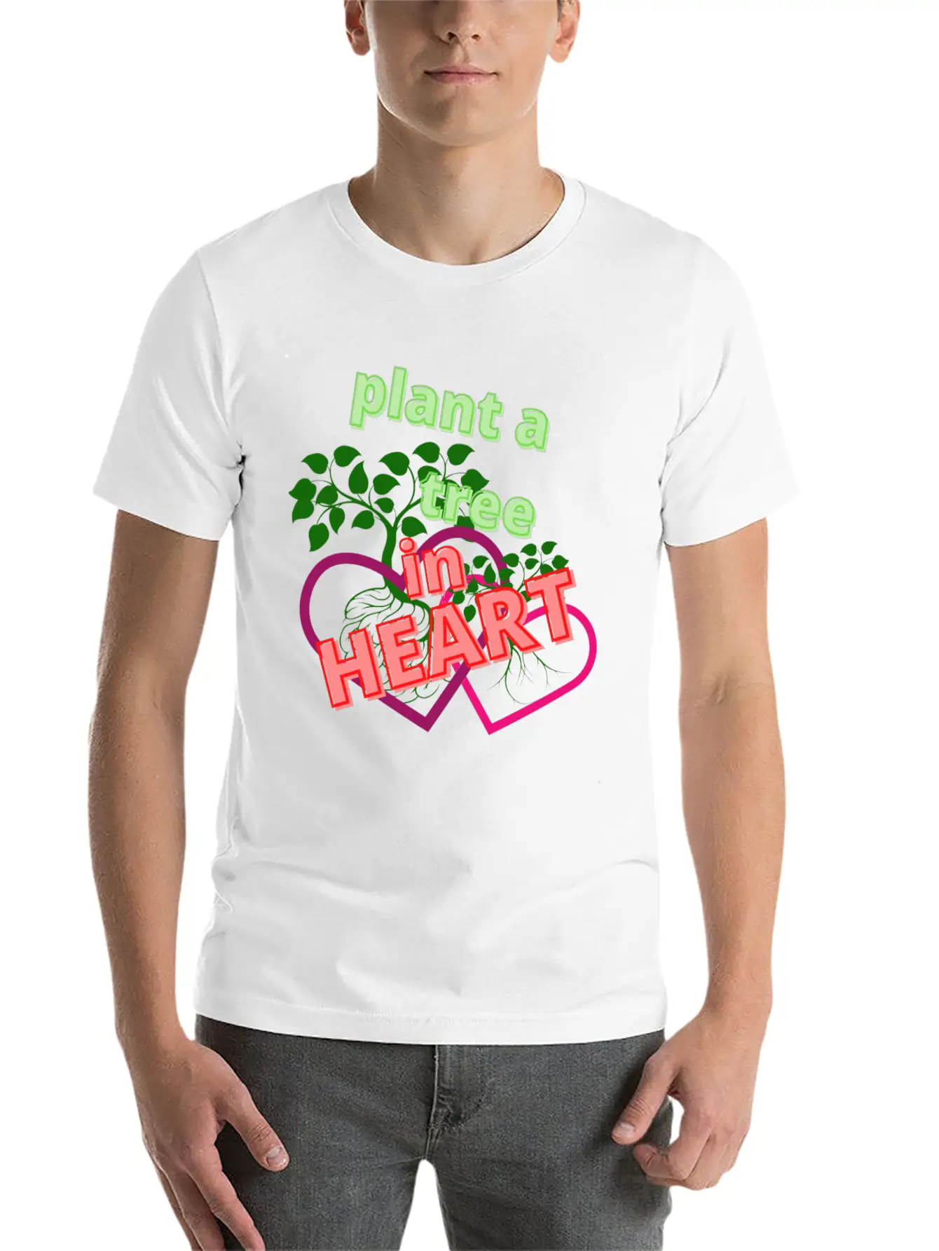 Plant A Tree In Heart Essential Unisex Summer Tee – Soft Cotton Casual Fit