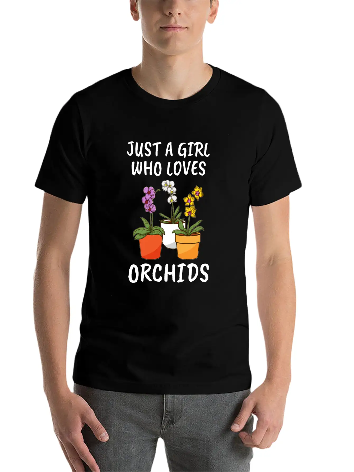 Plant Lover Florist Just A Girl Who Loves Orchids Unisex Short Sleeve Soft Cotton T-Shirt – Casual Everyday Wear