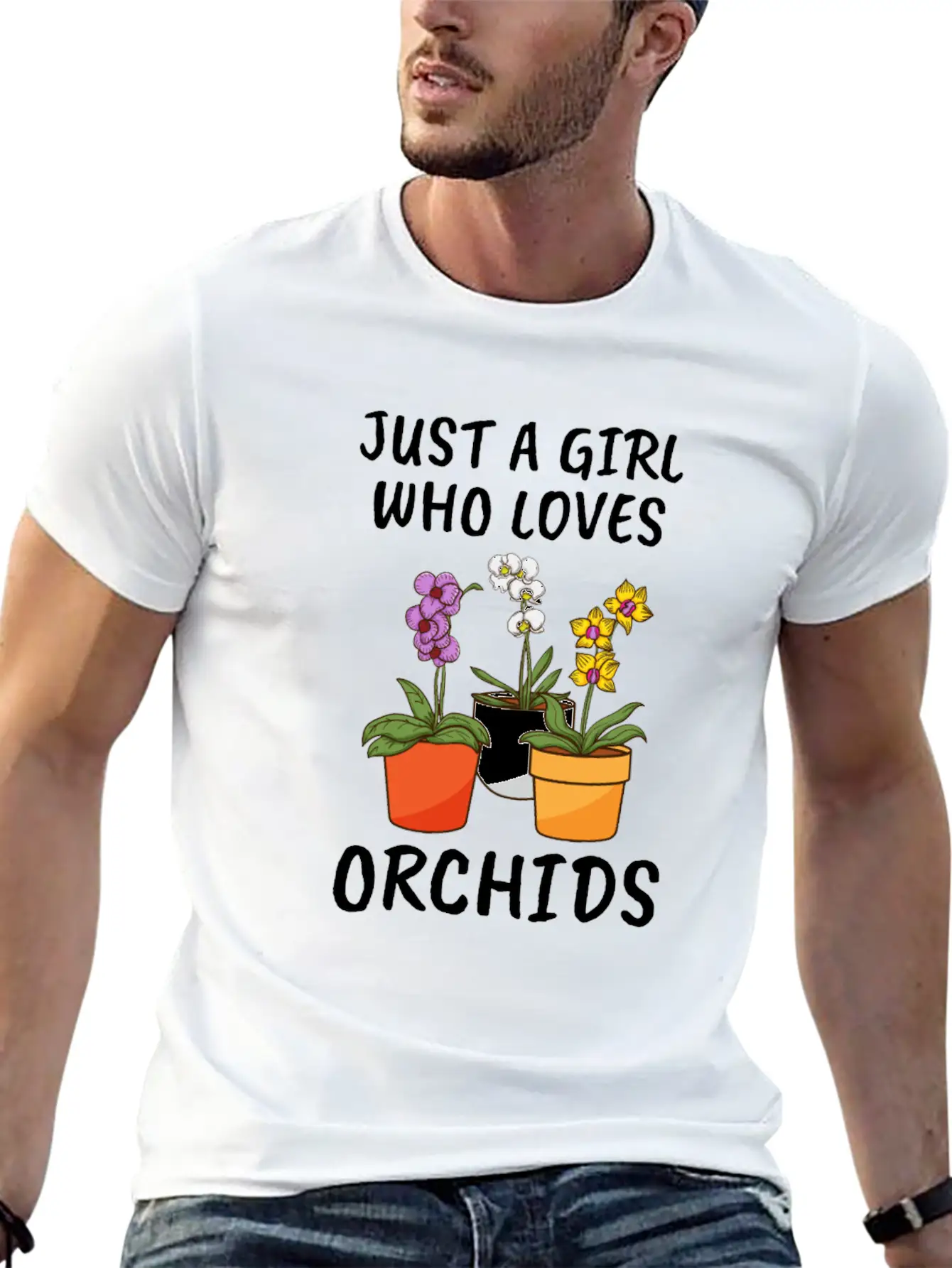 Plant Lover Florist Just A Girl Who Loves Orchids Unisex Short Sleeve Soft Cotton T-Shirt – Casual Everyday Wear
