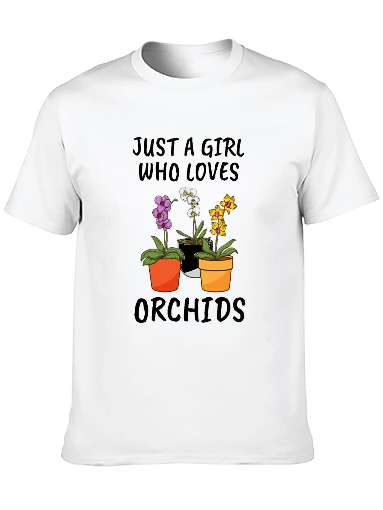 Plant Lover Florist Just A Girl Who Loves Orchids Unisex Short Sleeve Soft Cotton T-Shirt – Casual Everyday Wear