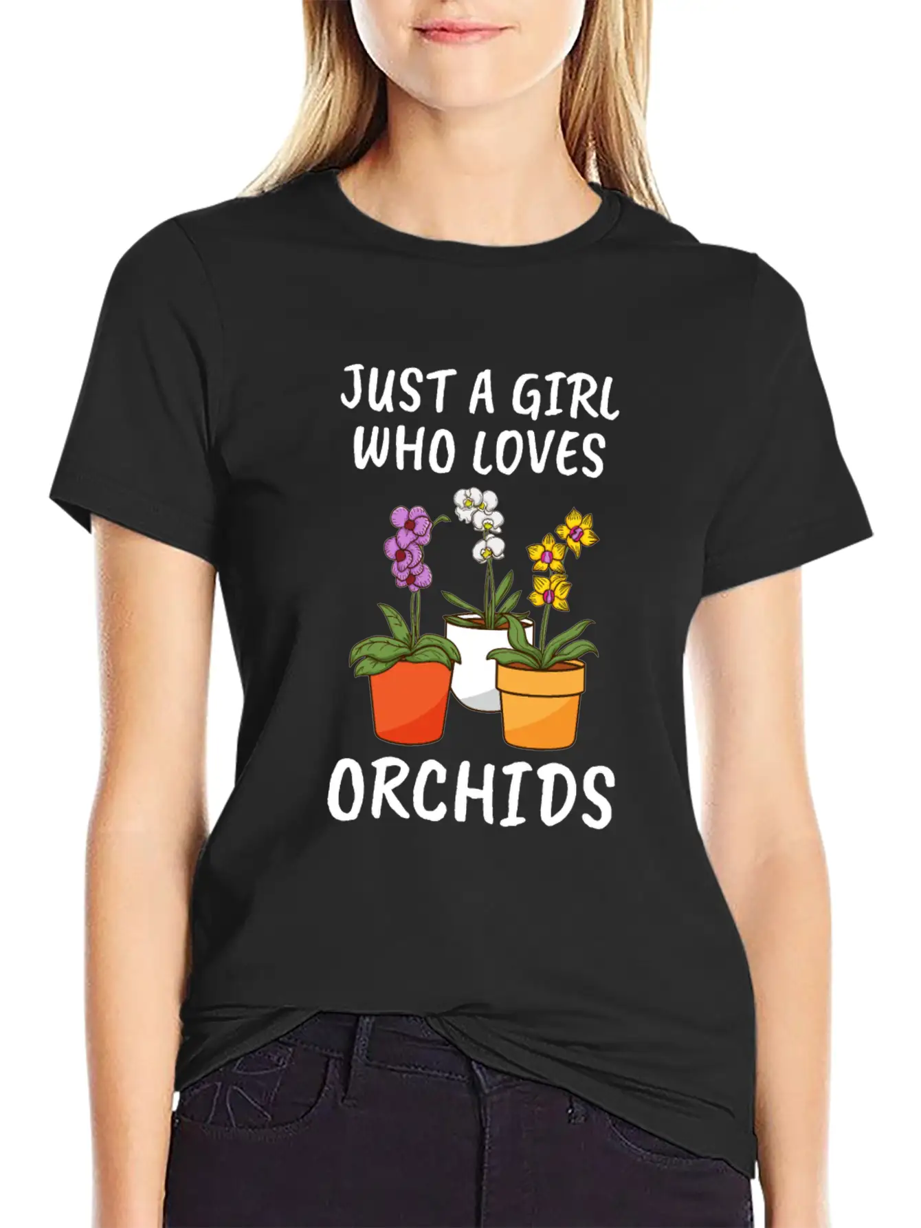Plant Lover Florist Just A Girl Who Loves Orchids Unisex Short Sleeve Soft Cotton T-Shirt – Casual Everyday Wear