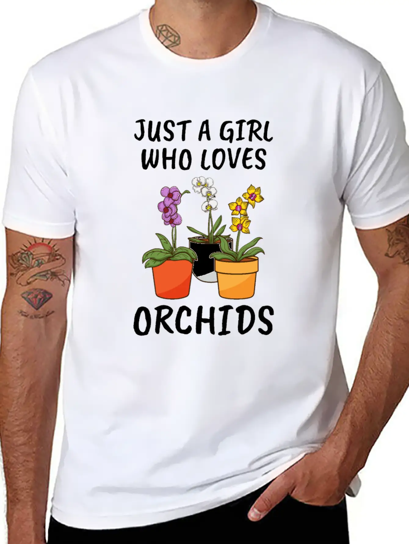 Plant Lover Florist Just A Girl Who Loves Orchids Unisex Short Sleeve Soft Cotton T-Shirt – Casual Everyday Wear