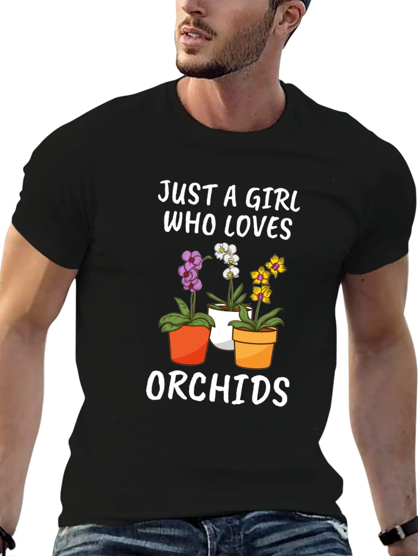 Plant Lover Florist Just A Girl Who Loves Orchids Unisex Short Sleeve Soft Cotton T-Shirt – Casual Everyday Wear