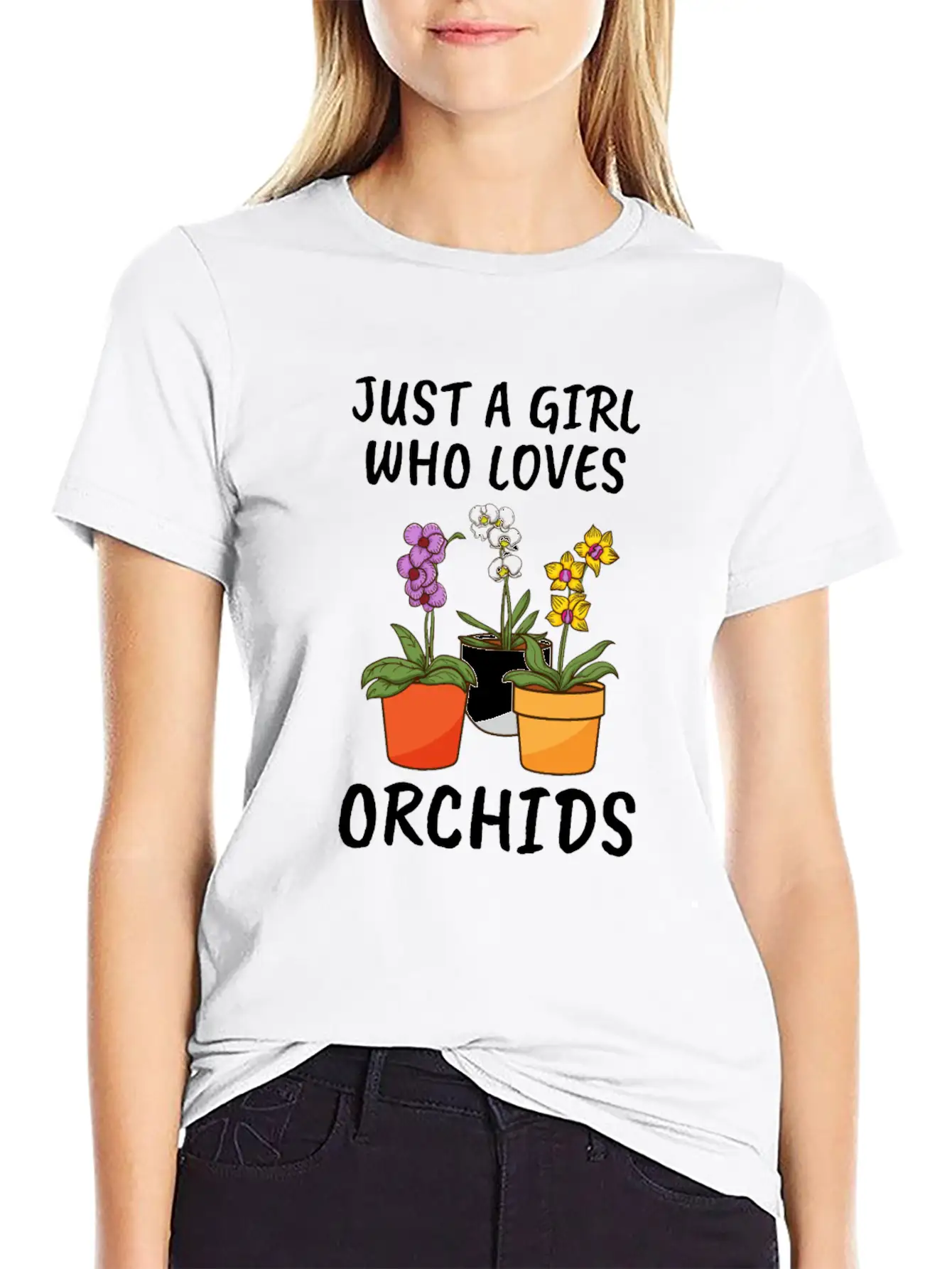 Plant Lover Florist Just A Girl Who Loves Orchids Unisex Short Sleeve Soft Cotton T-Shirt – Casual Everyday Wear