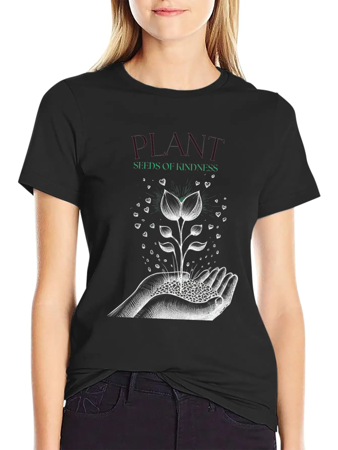 Plant Seeds Of Kindness Unisex Short Sleeve Soft Cotton T-Shirt – Casual Everyday Wear